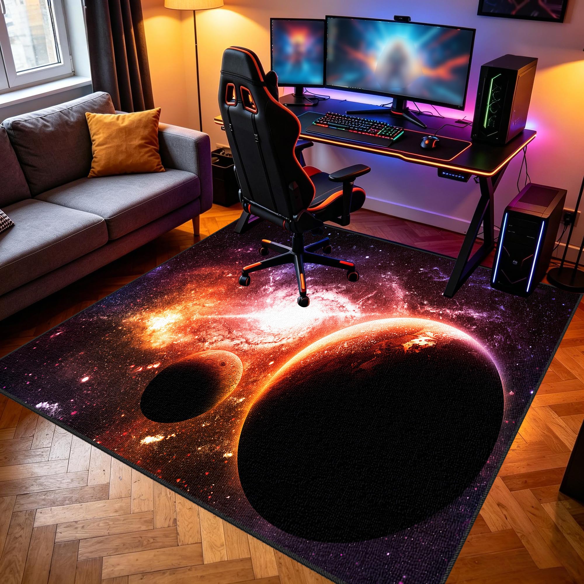 Dywanik dla graczy, antypoślizgowa mata podłogowa, 150 x 170 cm, mata ochronna na podłogę, do pokoju gamingowego, do obszaru zabaw, podkładka pod krzesło komputerowe, podkładka pod krzesło