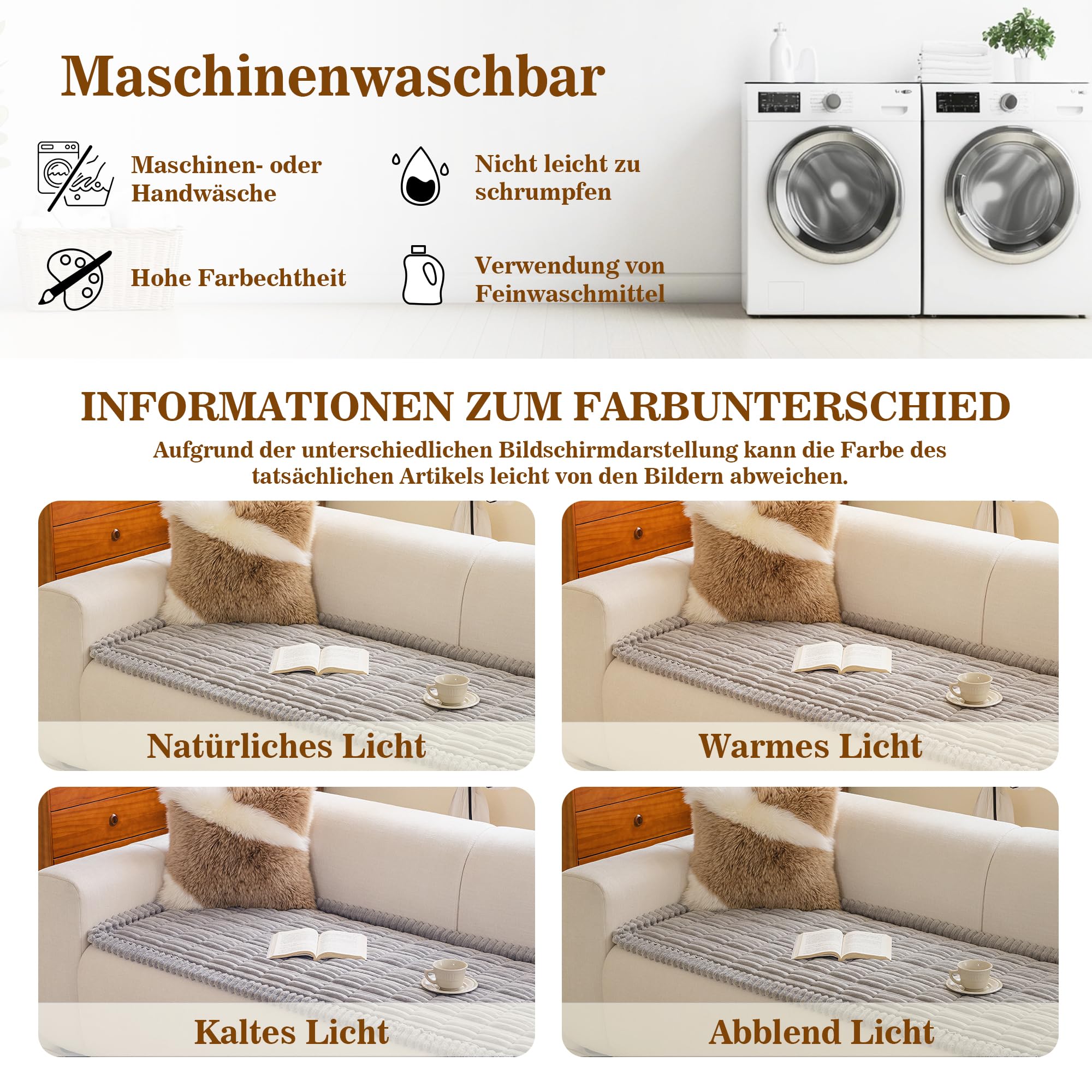 MYSKY HOME Sofa Überzug Waschbar für Haustiere - Sofabezug 3 Sitzer Sofadecke rutschfest, Weich Sofa Überwurf Couch Überzug Sofa Überwurfdecke, Sofa Topper für Flecken, 70 x 180cm，Hellgrau