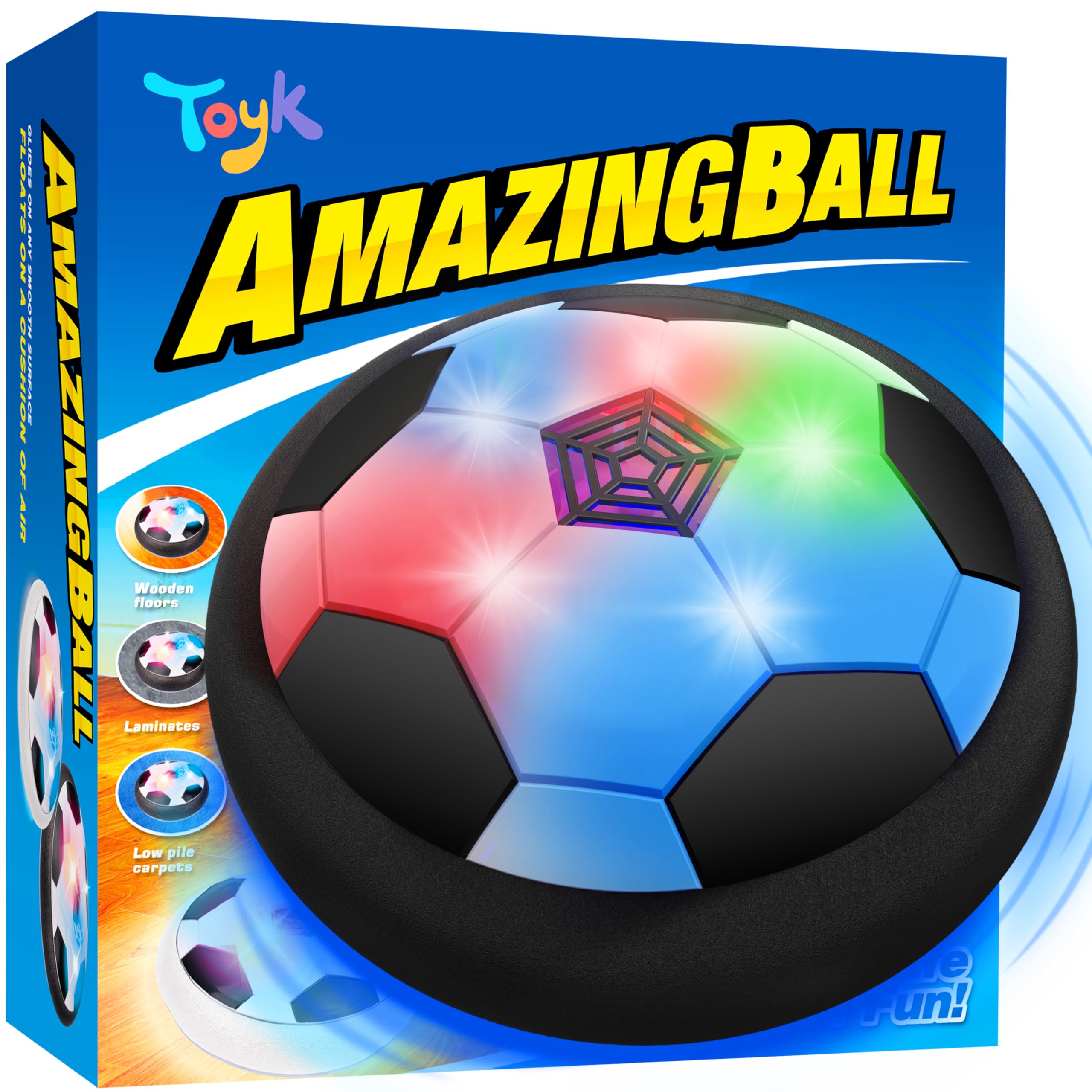 Toyk Boy Toys - LED Hover Soccer Ball - Air Power Training Ball Playing Football Indoor Outdoor Game - Birthday Gifts for Kids, Age 3 4 5 6 7 8-12 Year Old Boys - Soccer