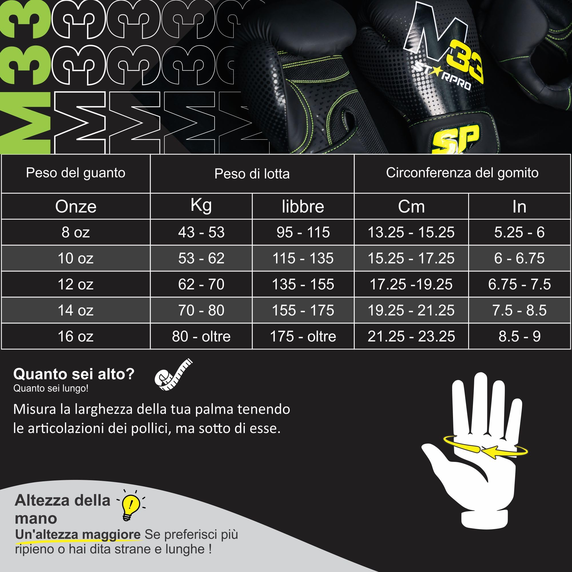 Starpro Guantoni da Boxe in Pelle Sintetica Opaca. Guanti Allenamento e Sparring, Muay Thai, Kickboxing, Fitness, Pugilato - Nero e Verde - 8oz 10oz 12oz 14oz 16oz - Donna e Uomo