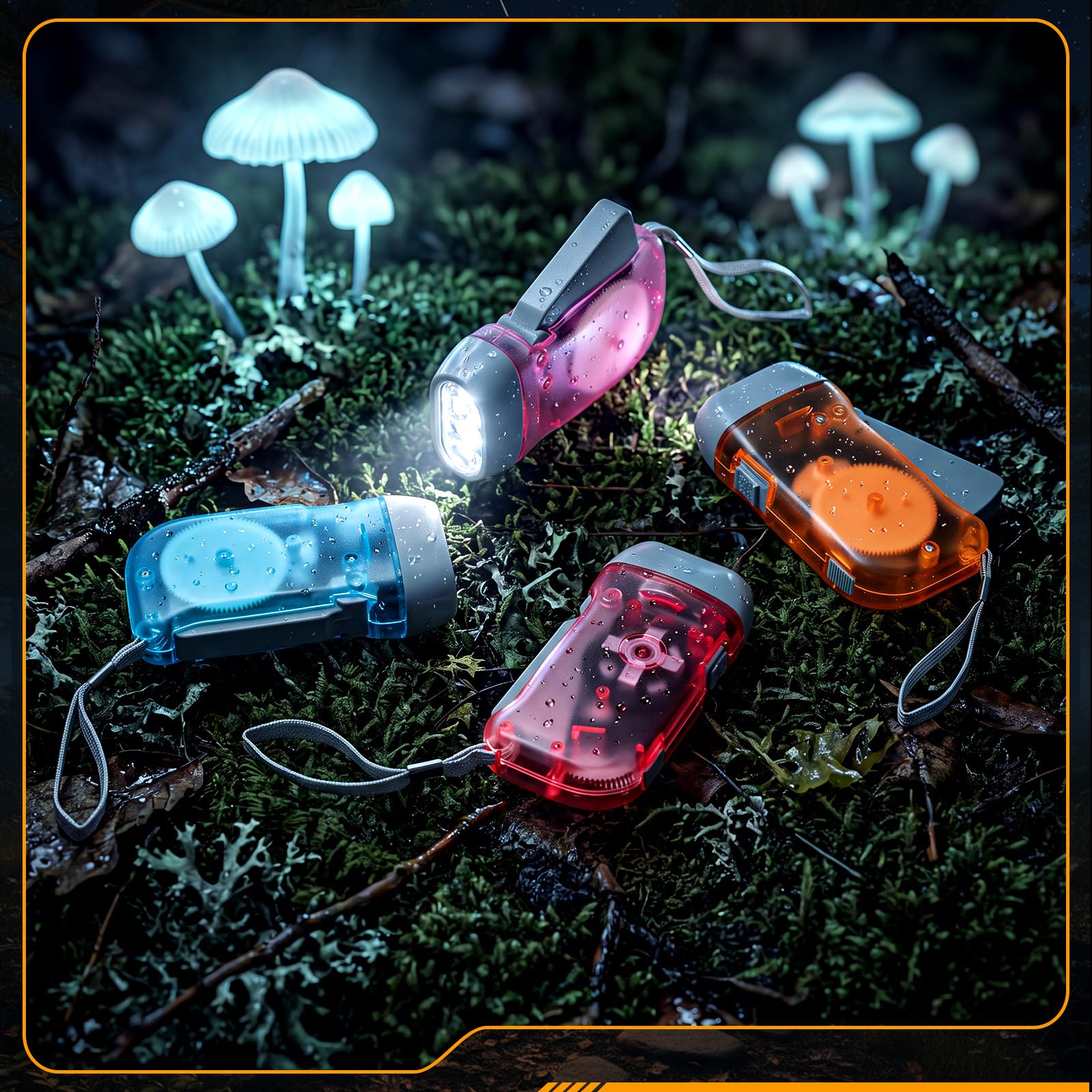 Leelosp Lot de 48 lampes de poche à manivelle - Pas de piles nécessaires - Lampe torche à manivelle - Pour camping, randonnée, panne de courant - Cadeau (rouge, rose, bleu layette, orange)