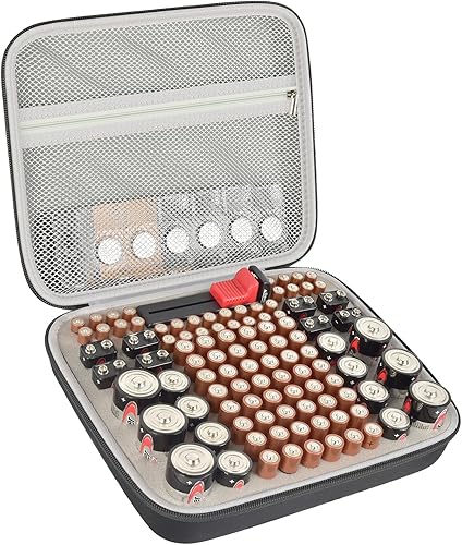 Miniatura 15 de Comecase - Caja de almacenamiento para batería dura, con estuche de transporte - Capacidad para 80 baterías AA AAA C D - con probador de batería
