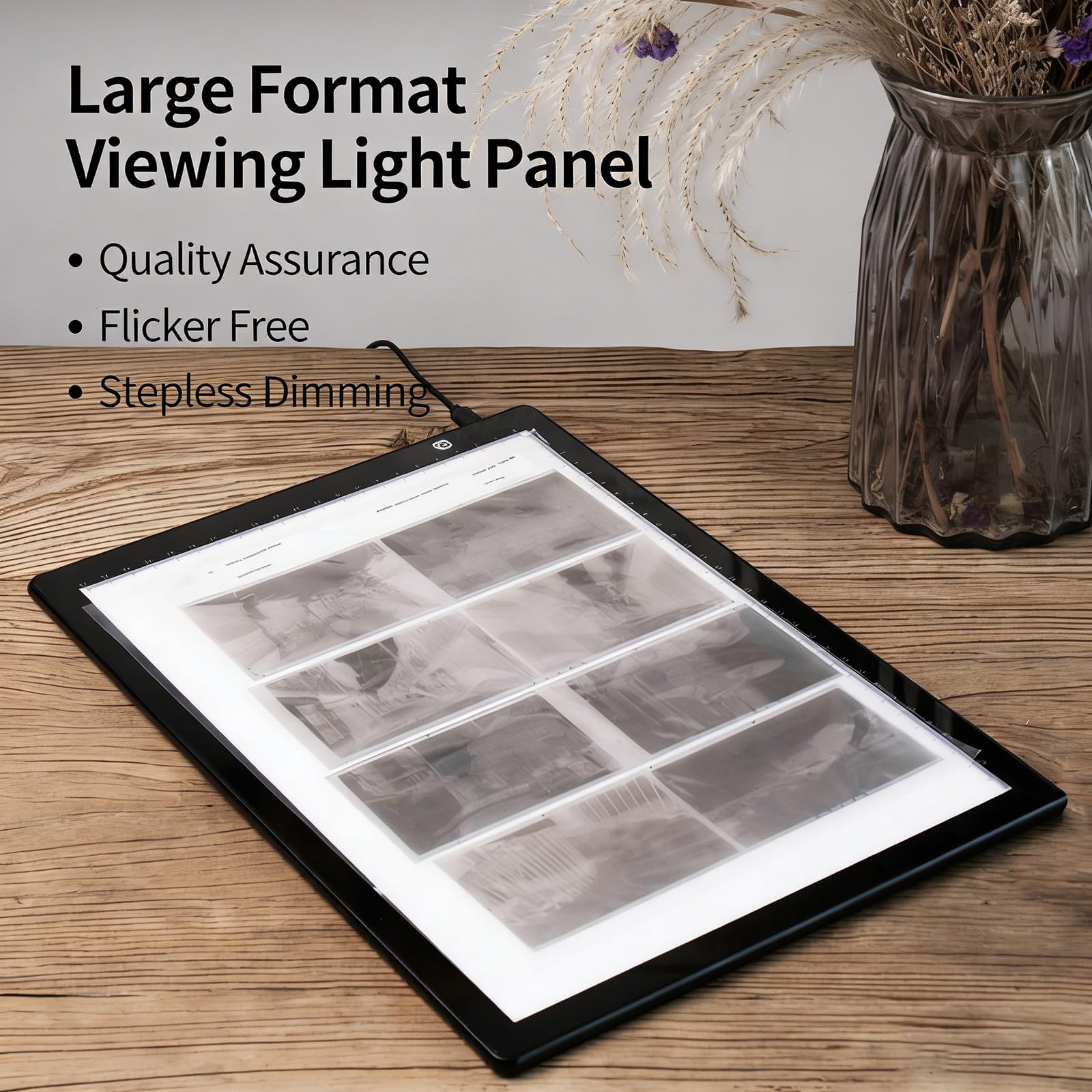 Panneau lumineux de visionneuse de diapositives, panneau de rétroéclairage LED, gradation continue, plage de visualisation maximale 31 x 43 cm pour scanner d'anciennes diapositives et négatifs