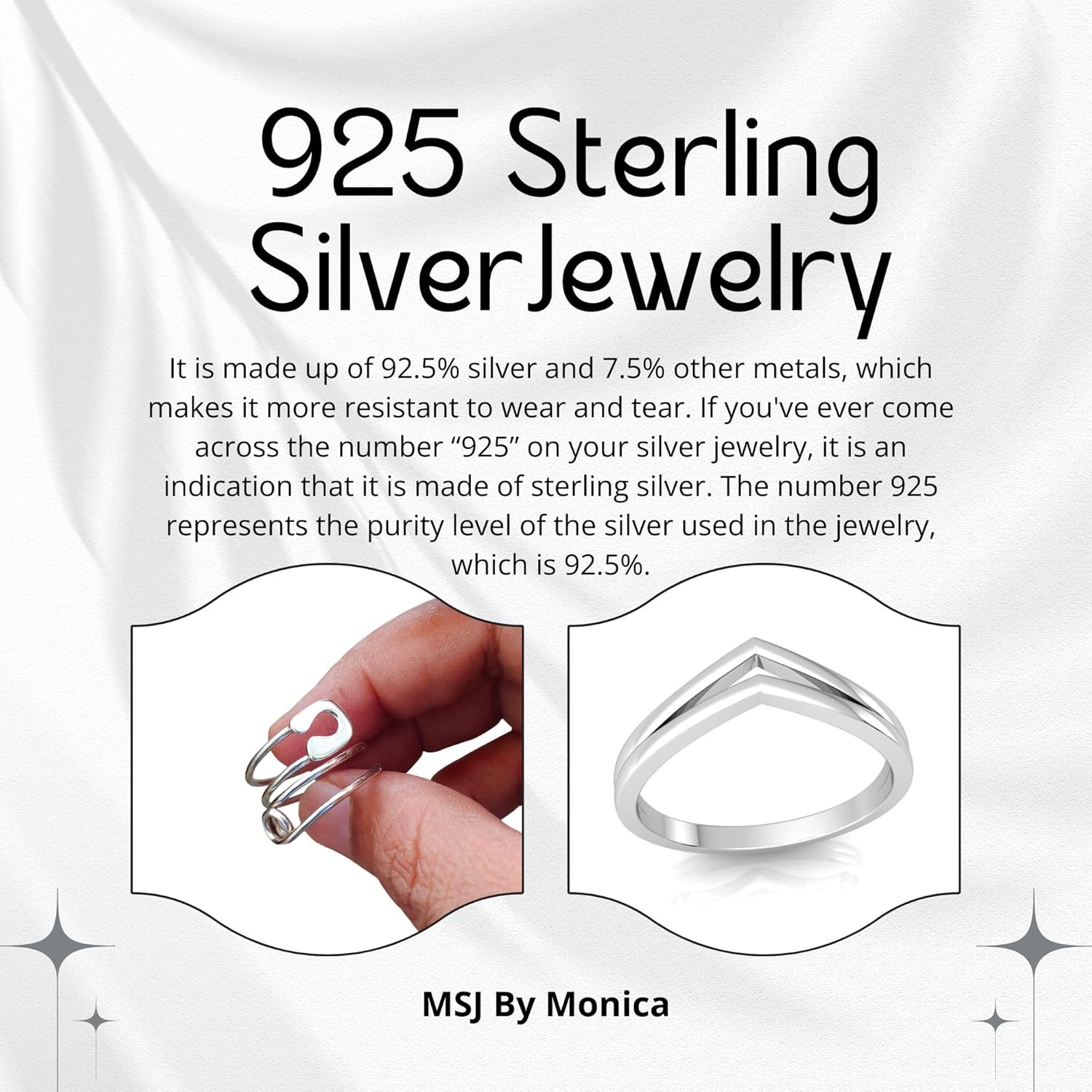 Safety Pin Ring for Women Girls 925 Sterling Silver Statement Adjustable Stackable Paper Clip Open Band Safety Pin Toe Knuckle Eternity Rings Fashion Dainty Cute Mother's Day