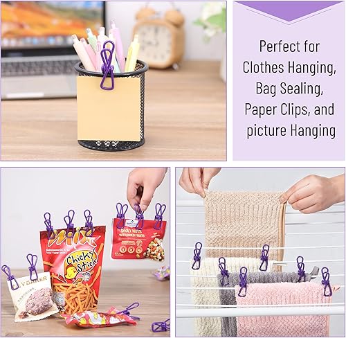 Miniatura 48 de Mr. Pen - Clips para chips, paquete de 18, 2 pulgadas, colores pastel, clips de acero con revestimiento de PVC, clips para bolsas, clip para chips