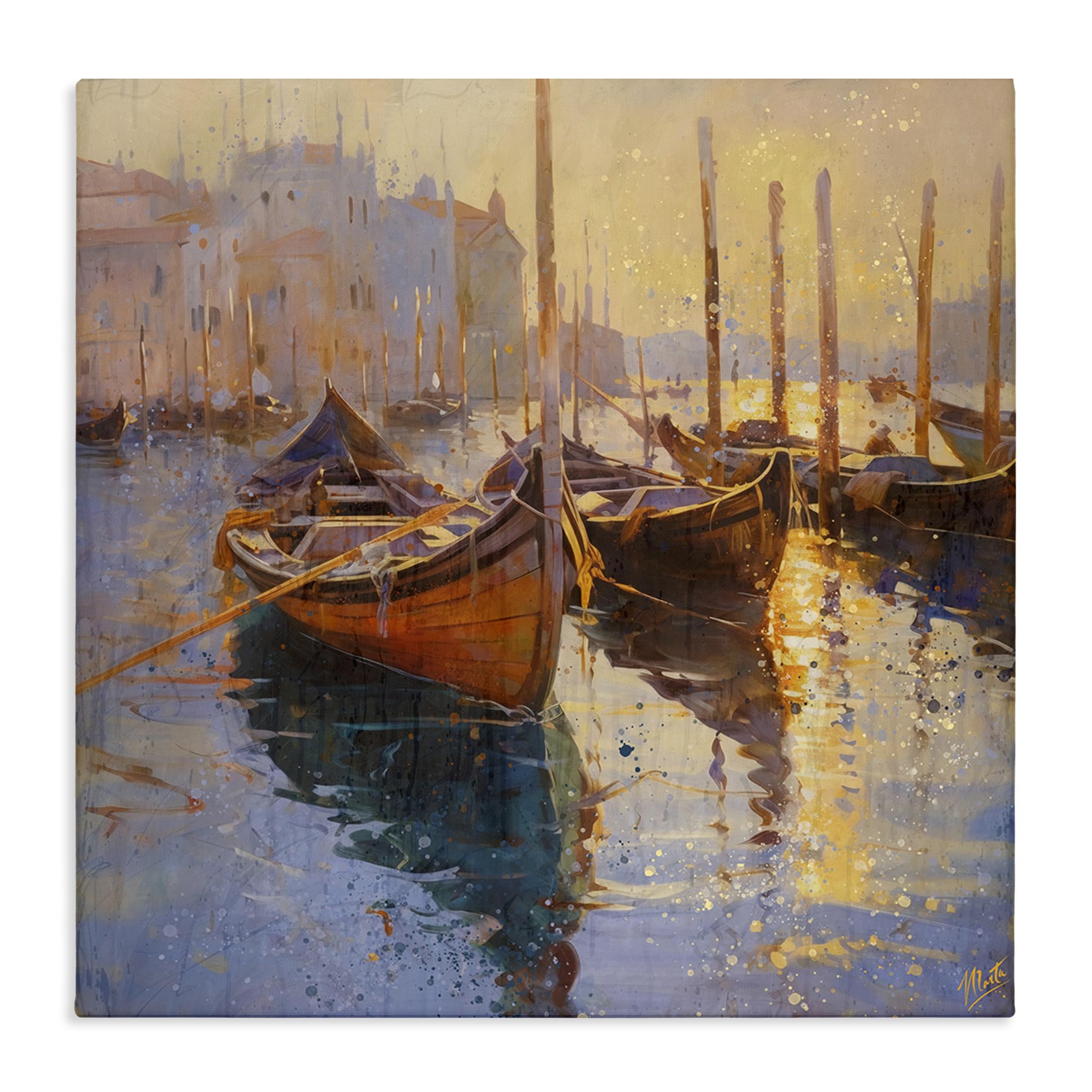 Stupell Industries 'Speckled Venice Boats', Canvas Art, 36 x 36 Inches, Easy to Hang and Sturdy, Made in USA, by Marta Wiley