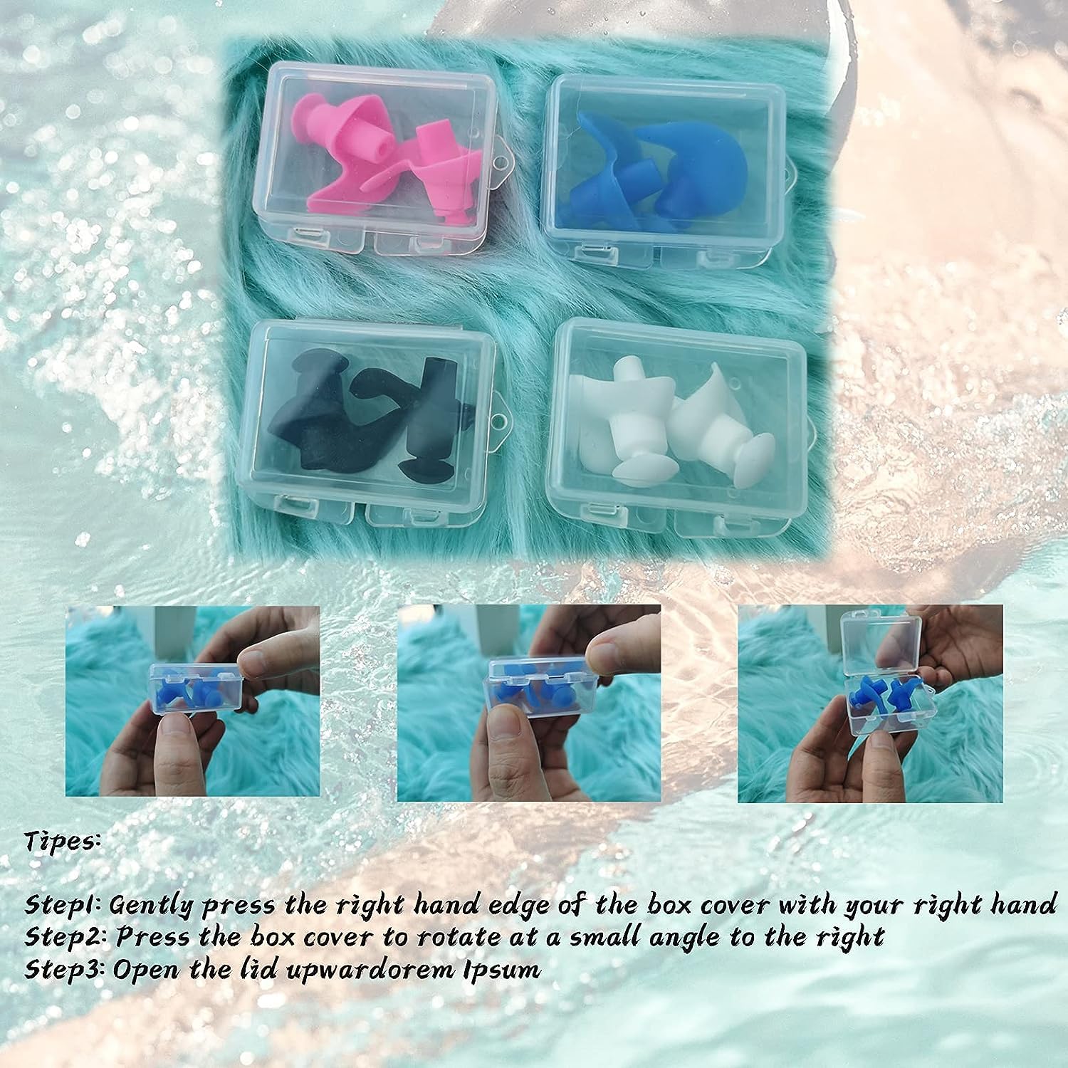 Silicone Ear Plugs 4 Pairs Reusable Earplugs for Showering Bathing Surfing Snorkeling and Other Water Sports, Suitable for Men Women and Kids 2