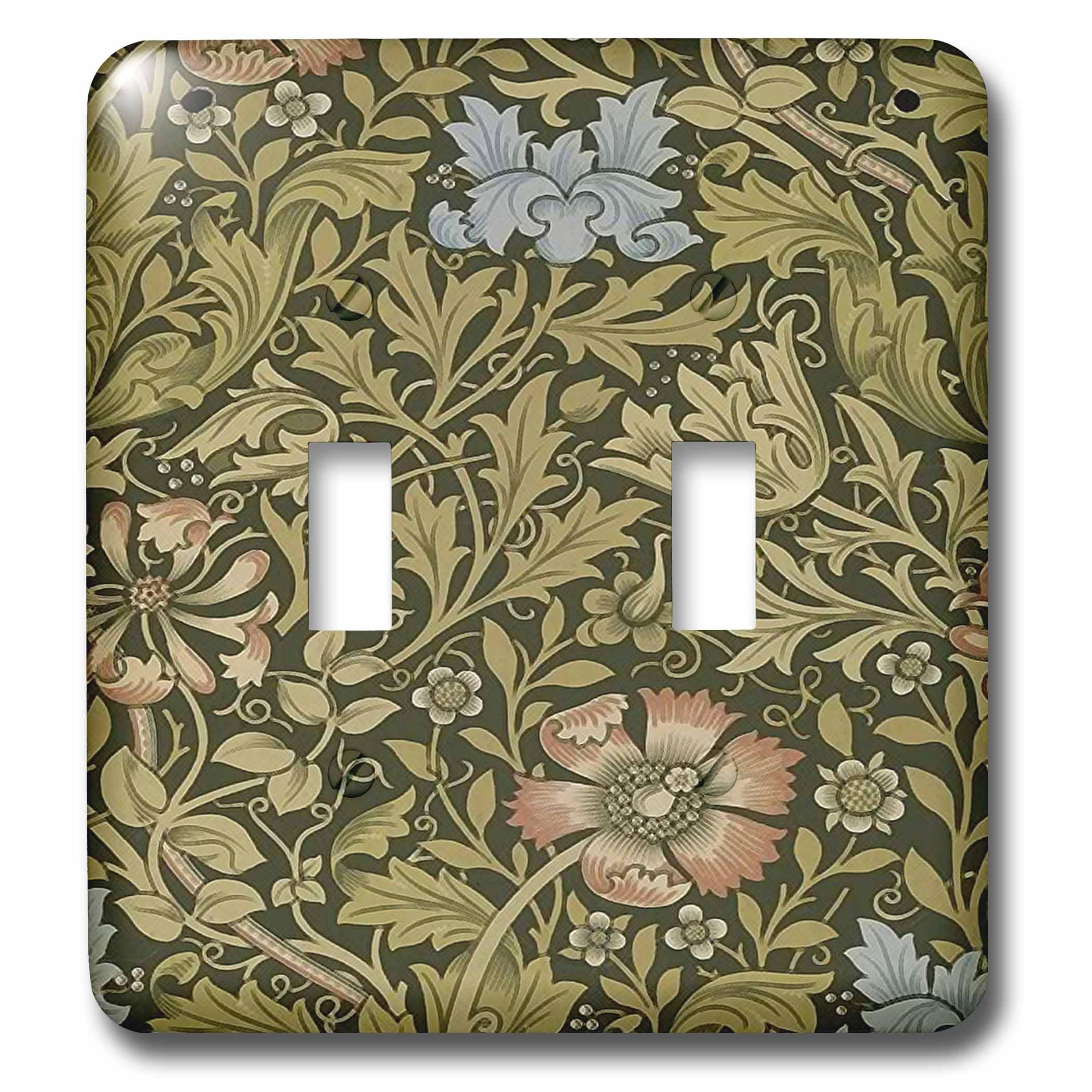Double interrupteur à bascule de type plaque décorative florale vert olive et noir pour chambre