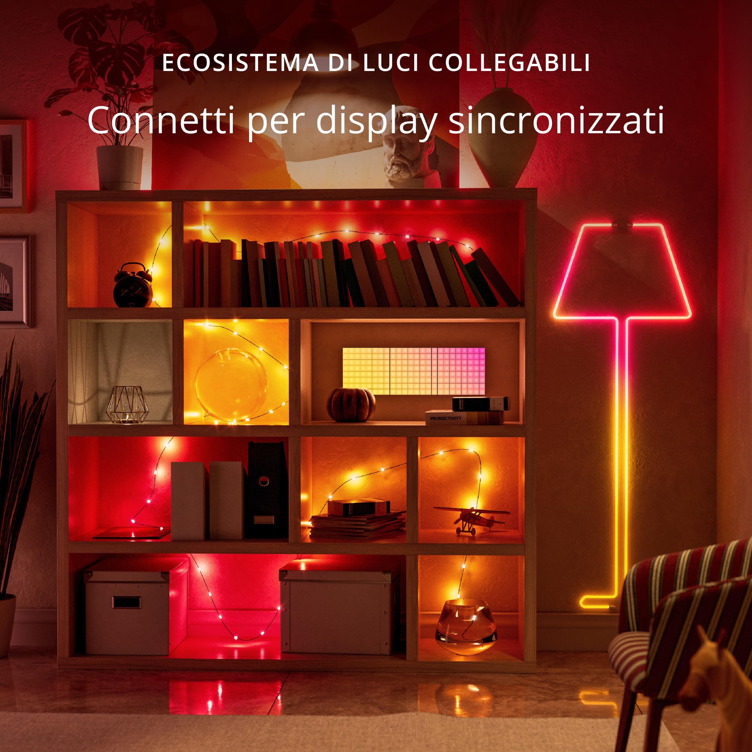 Twinkly Strings USB-C Star 200 LED, Striscia Luci LED a Forma di Stella, Luci LED Multicolore RGB, Luci San Valentino, Compatibile con Alexa, Google Home, Luci Mappabili, USB C, Filo Verde, 12m