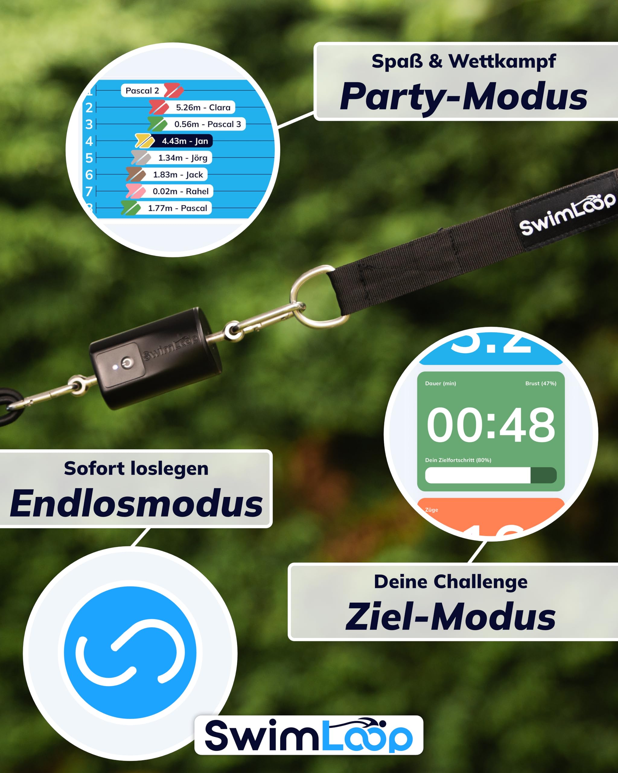 Aktivitätstracker Top Schwimmtrainer für zu Hause, Widerstandstraining, stationäres Schwimmen, Schwimmband als Alternative zur Gegenstromanlage