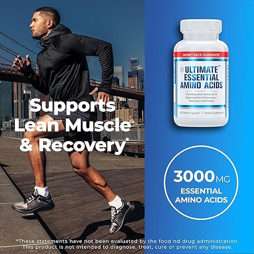 Miniatura 3 de Ultimate Suplemento de aminoácidos esenciales  300 tabletas fáciles de tragar, sin sabor de 0.03 oz  los 9 EAA con 40% de leucina y relación BCAA