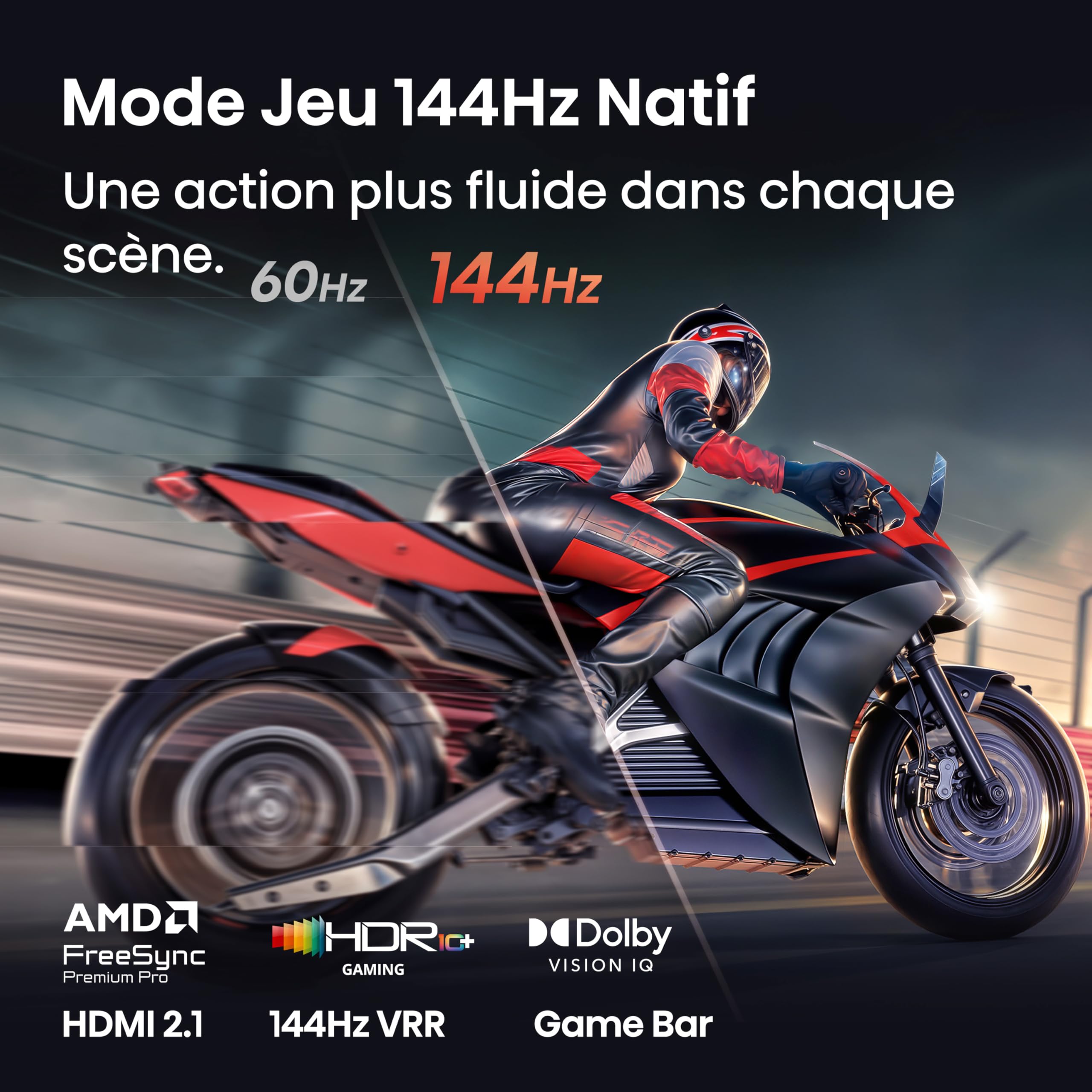 Hisense 55U7SE TV Mini-LED 4K 55" (139 cm) - Série U7 2026 - QLED, 144Hz (HSR 240Hz), 1300 Nits, 192 Zones, Dalle VA Contraste 5000:1