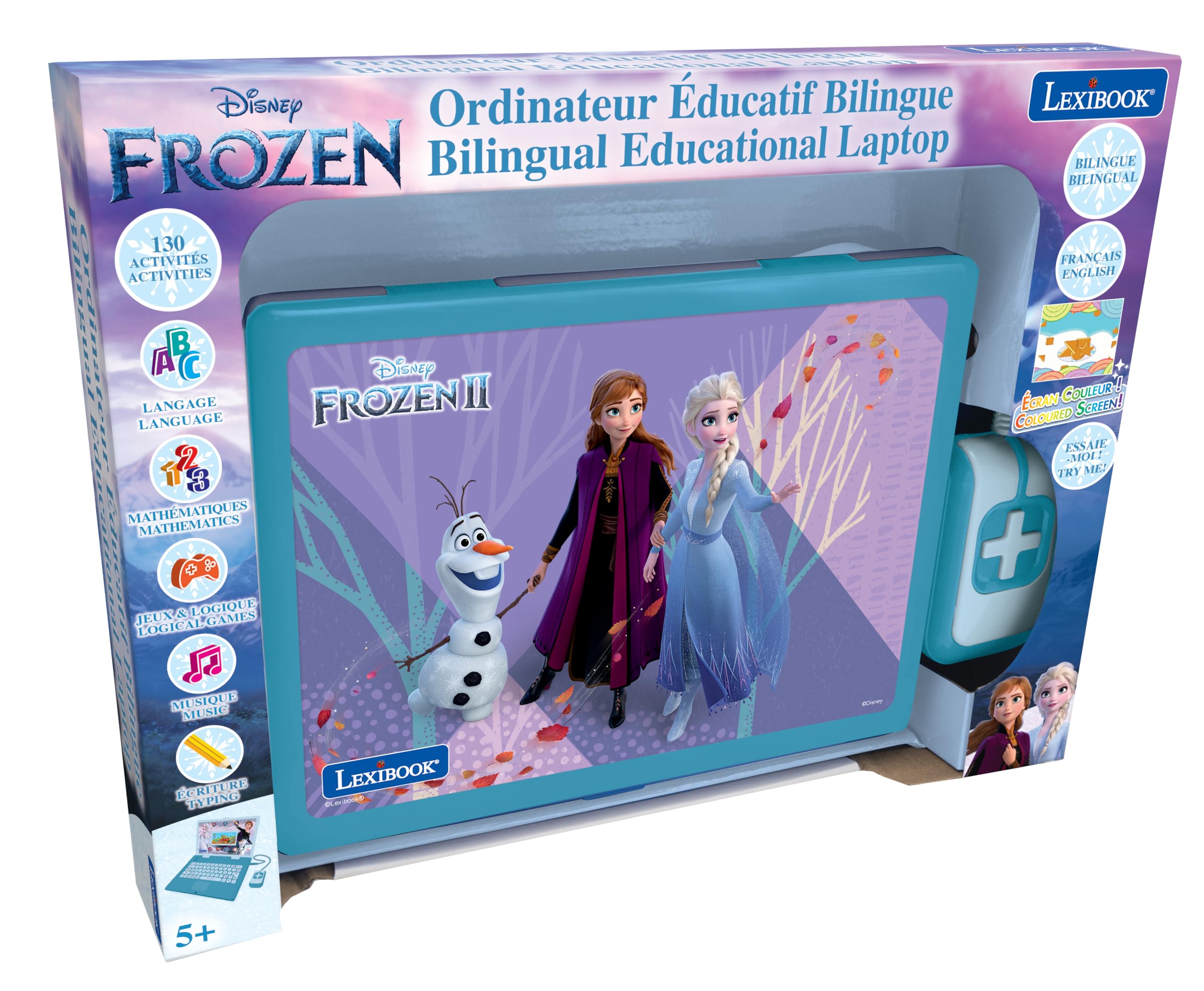 LEXIBOOK Frozen, Educational and Bilingual Laptop French/English, Toy for Child Kid (Boys & Girls) 130 Activities - Image 2