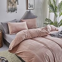 Vista 42 de CLOTHKNOW Juego de edredón de 3 piezas de color marrón caramelo, tamaño individual/individual XL, color terracota suave, color óxido con 2 fundas
