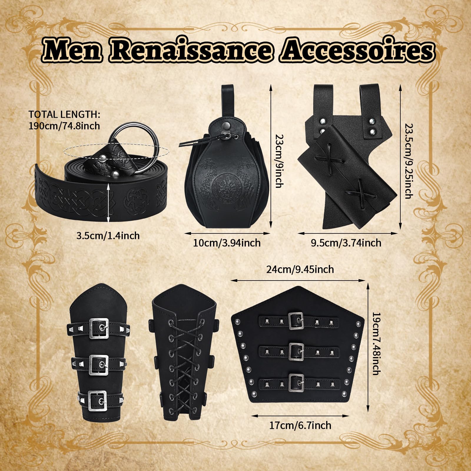 Accessori per cavalieri medievali, set di accessori retrò per cosplay, mago, Halloween