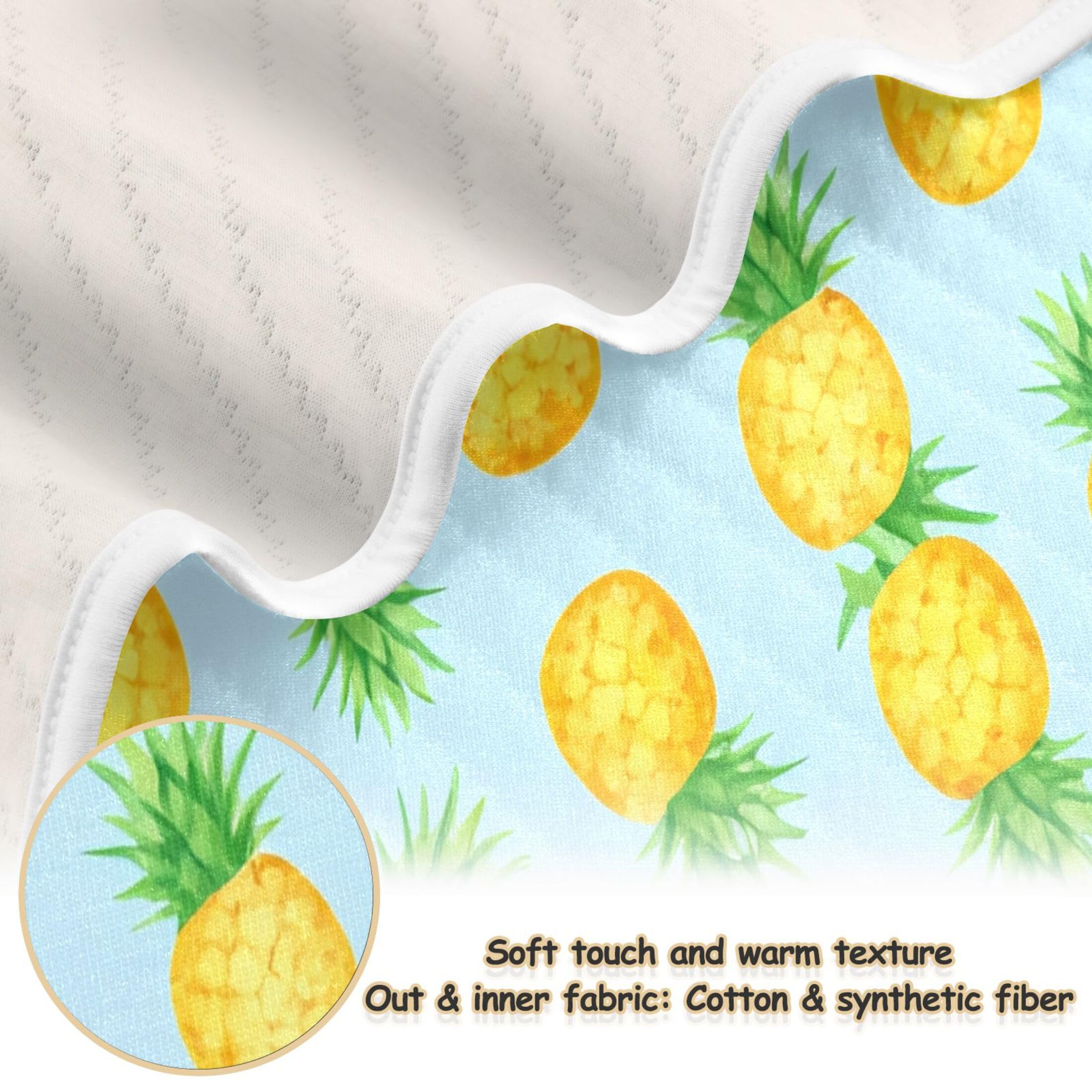 Burbuja Pineapples Baby Blanket for Boys Girls, Nursery Soft Warm Swaddling Receiving Baby Blankets, 30x40 in Toddler Blanket