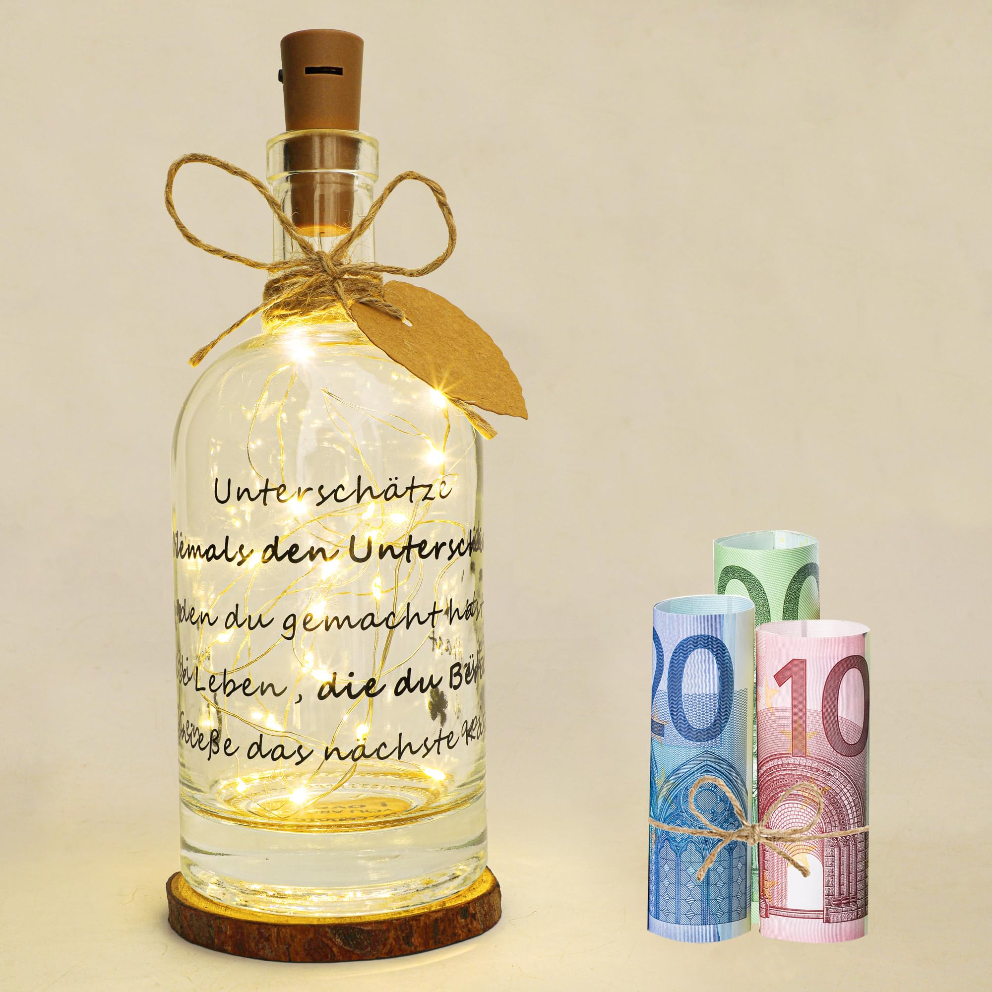 Seutgjie Abschiedgeschenk, Dankeschön Geschenke zum Renteneintritt für Kollege Kollegin Rentner LED Flaschenlicht mit Spruch Personalisiertes Geschenk