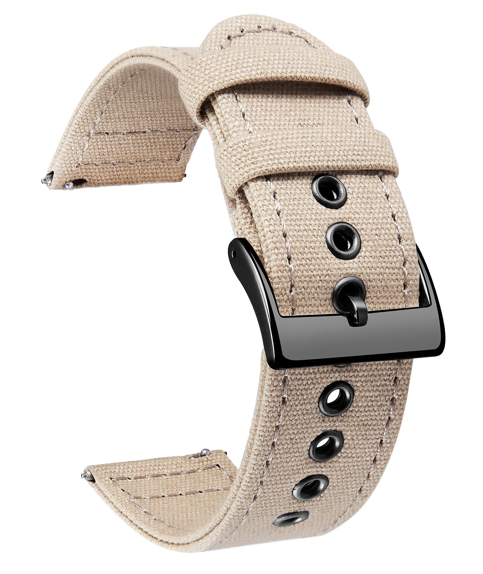 BINLUN Bracelets de Montre en Toile à Dégagement Rapide Bracelet pour Montre en Tissu 18mm 20mm 22mm 24mm Remplacement Bracelets Montres Canvas pour Homme et Femme avec Boucle Argent/Noir