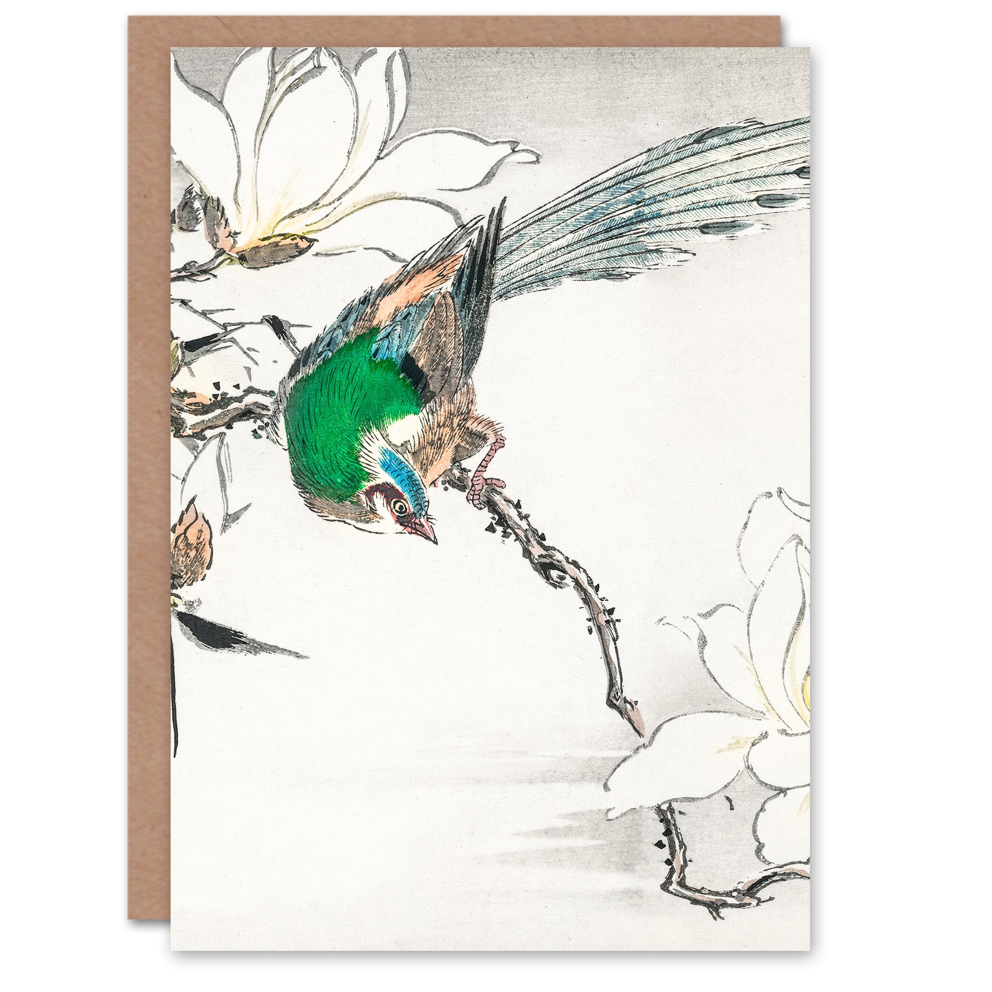 Artery8 Numata Kashu Art Card Tree Pipit and Magnolia Japanese