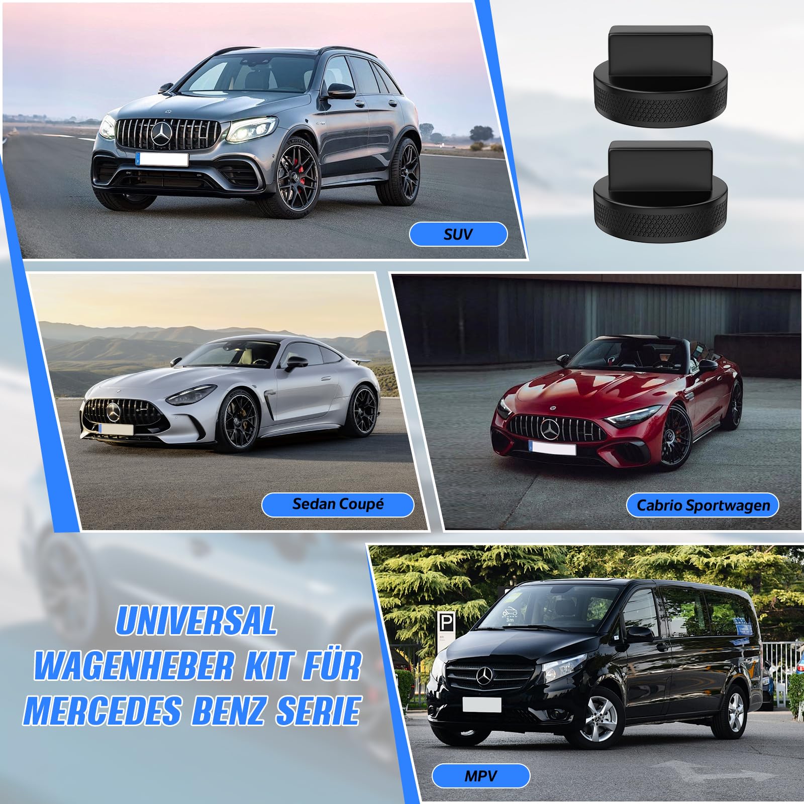 IMAYCC 3T Cric Auto in Acciaio Robuste Per Mercedes-Benz Auto | 2 Tampone In Gomma,Cric a Forbice Anti-graffio,Kit Emergenza Auto Per Mercedes-Benz-SUV MPV Sostituzione degli Pneumatici