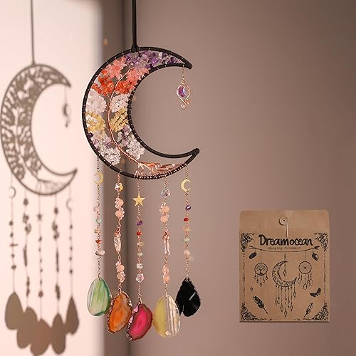 Crystal Wind Chimes, Dreamocean 7 Chakra Dream Catchers Moon Tree