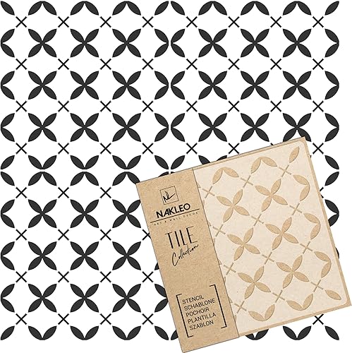 NAKLEO - Plantilla de plástico reutilizable para azulejos Miraflores Retro Geométrico Geométrico marroquí Bloque de pavimentación de hormigón