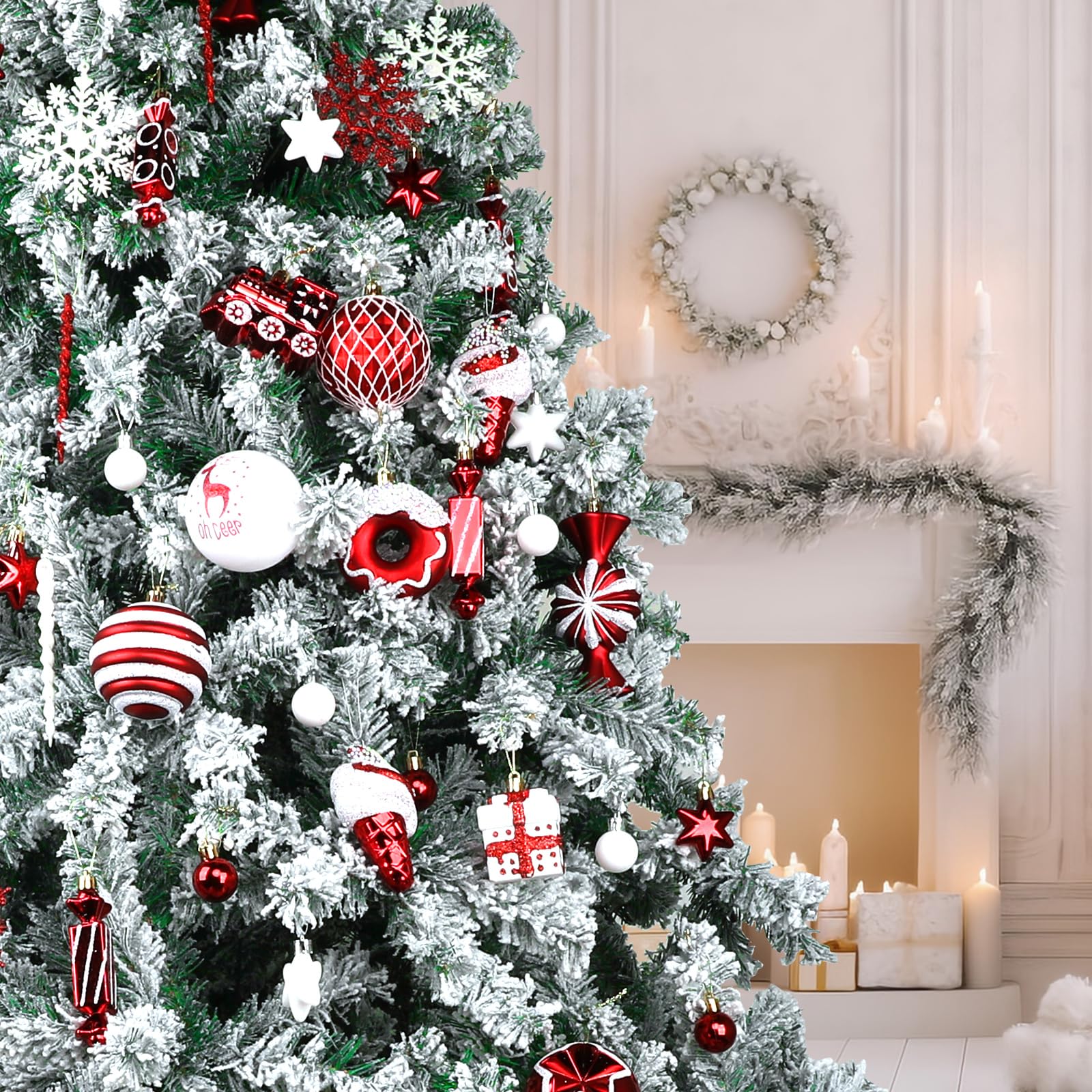 ホリデーパーティー用品 クリスマスボール飾り赤ホワイトクリスマスツリー Amazon.co.jp: クリスマスボールオーナメント 72個 クリスマスツリー用