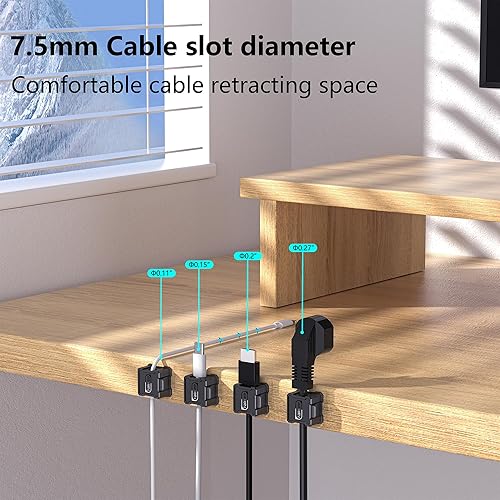 Miniatura 4 de Kailfee - Paquete de 6 clips magnéticos para cables cable ajustable suave Soporte para cables, gestión de cables debajo del escritorio, soporte de