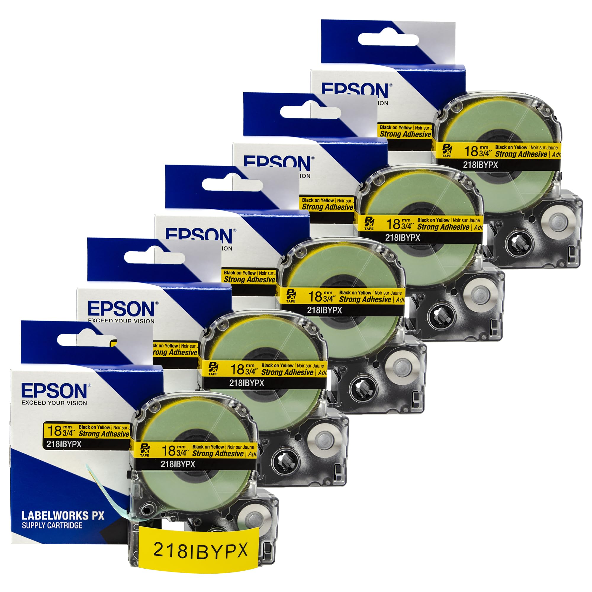 Amazon.com: Epson LABELWORKS 218IBYPX-5PK Label Tape - Black on