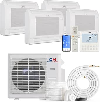 Cooper & Hunter 36,000 BTU 4-Zone Floor Mounted Console Mini Split Air Conditioner & Heat Pump – 24 SEER2, 230V