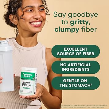 Physician's CHOICE Easy Mix Fiber for Digestive Health & Regularity - No Grit, Sugar Free, Tasteless - Daily Prebiotic Soluble Fiber Powder Supplement for Women and Men - Unflavored - 5.7oz