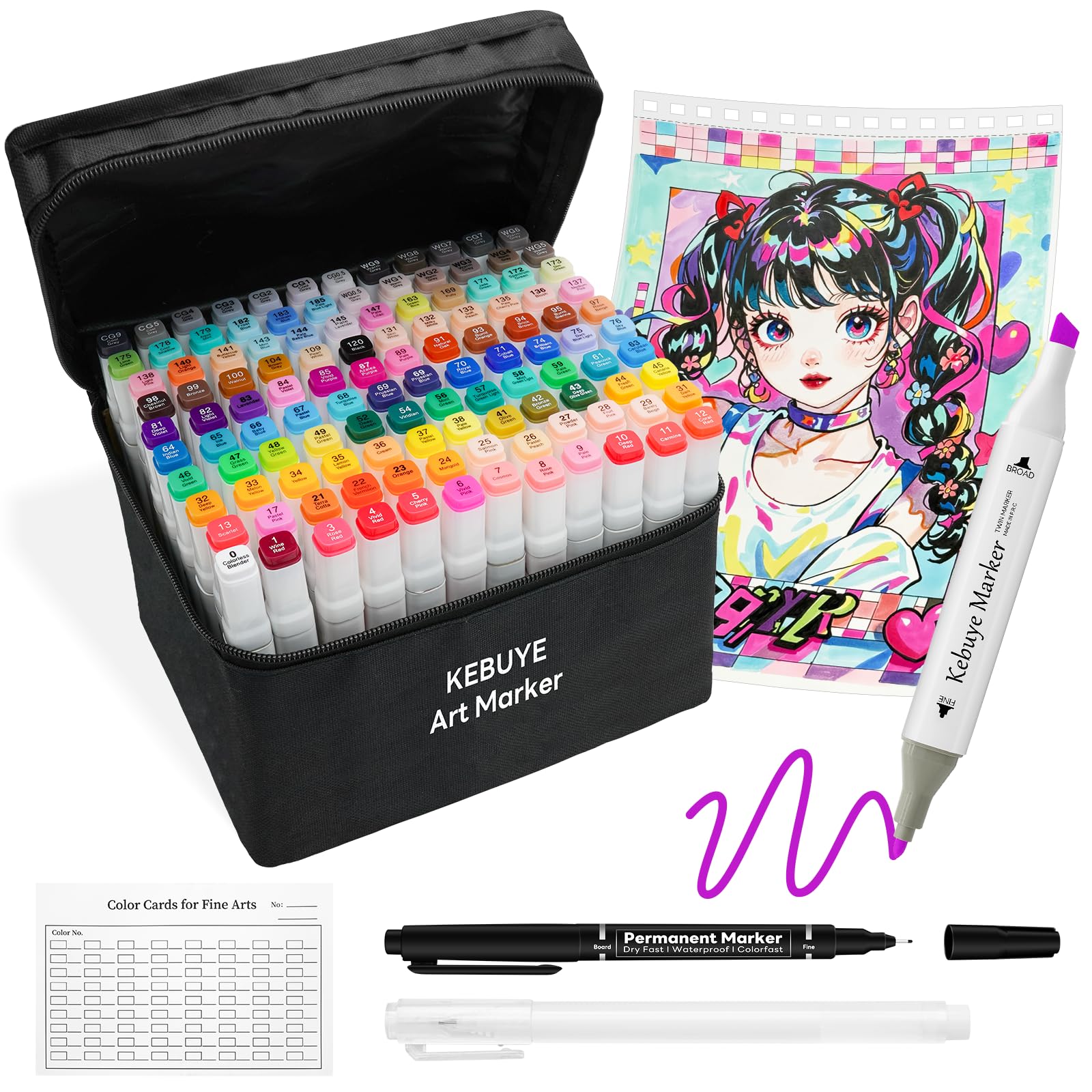 Alcohol Based Markers Art Set - 120 Color Professional Double Sided Marker for Artist, Markers for Adult Coloring Books No Bleeding - Dual Tip Color