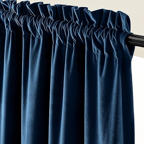Miniatura 10 de Cortinas opacas de terciopelo con ranura para cortinero, 2 cortinas