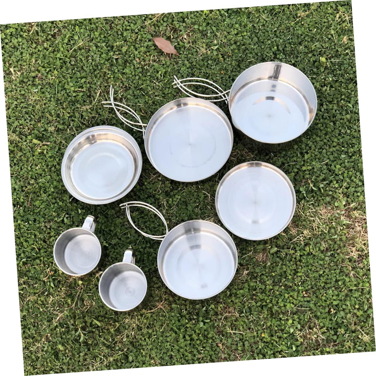 Mikikit Utensilios de Cocina Multifuncionales Olla de Camping Portátil de Acero Inoxidable Equipo de Camping para Picnic y Acampar al Aire