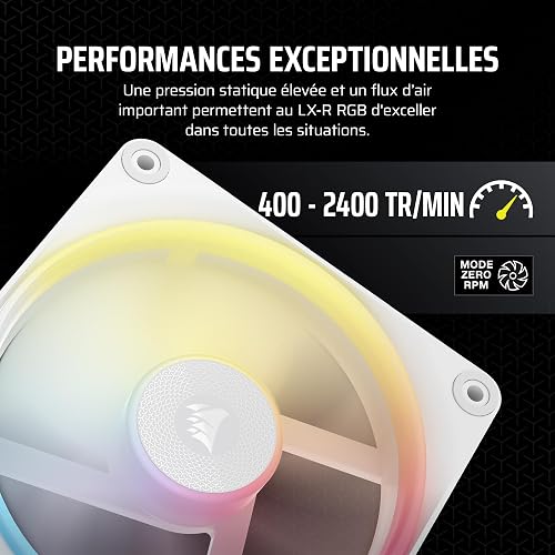 CORSAIR iCUE Link LX120-R RGB 120mm PWM Ventilateur Inversés – Kit Triple Ventilateur – Faible Bruit, CORSAIR Palier à Dôme Magnétique, Double Boucle Lumineuse, Vis QuikTurn™, Mode Zéro RPM – Blanc - 6