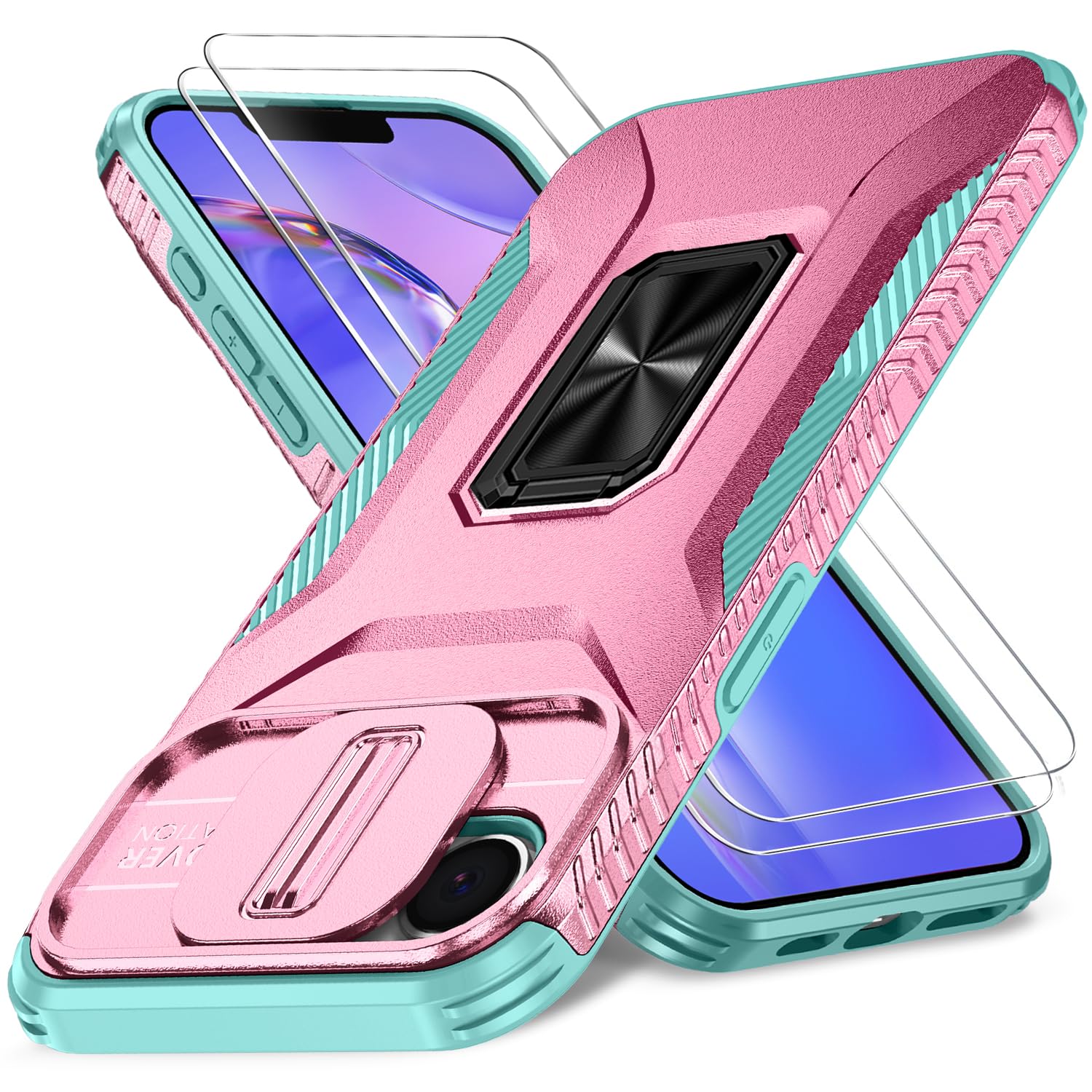 Photo 1 of HakkTaoo Case for iPhone 16e/17e 6.1", Slide Camera Cover, Ring Kickstand