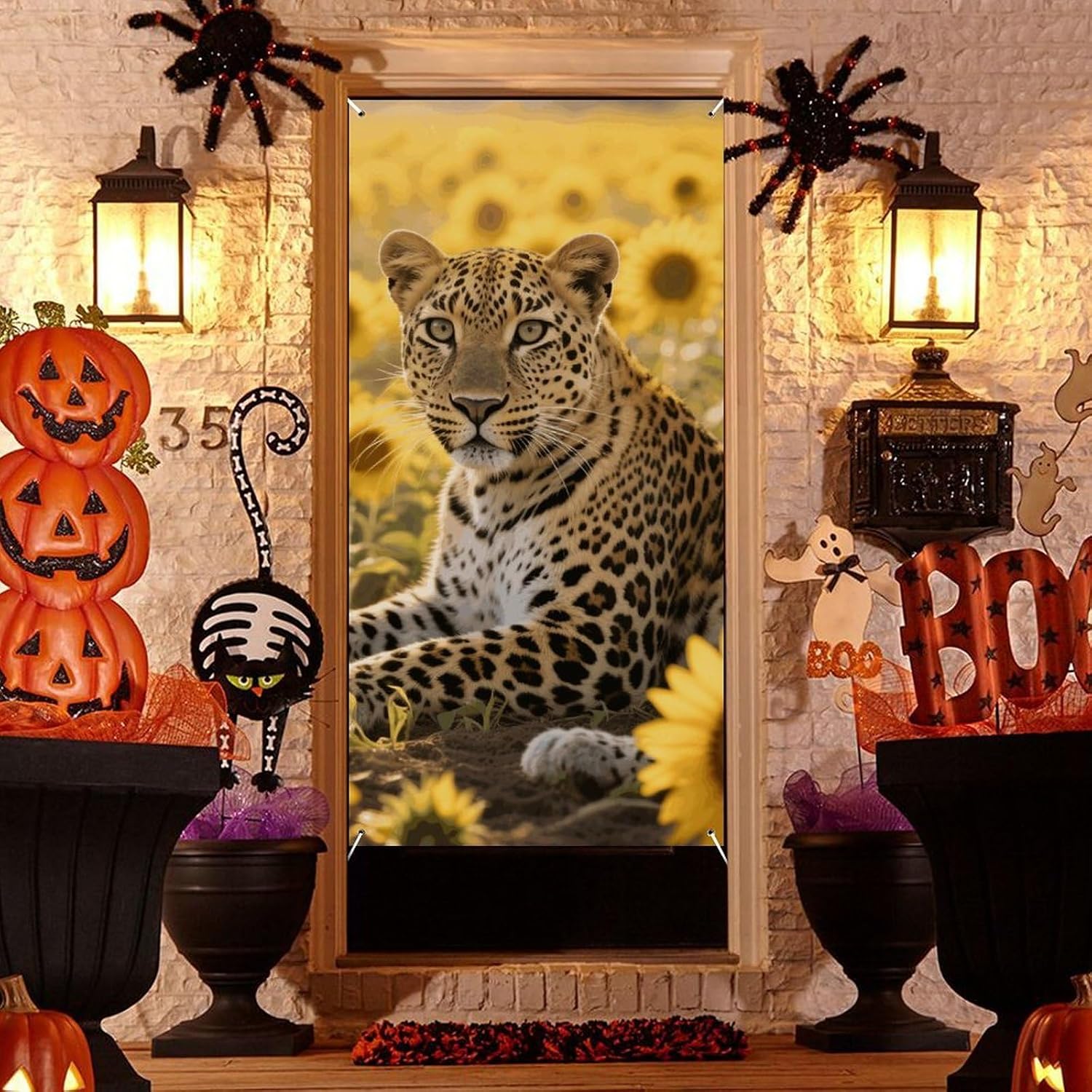 Sunflower Leopard Decoration Door Banner Welcome Door Cover image 4