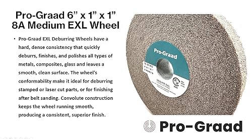 Miniatura 3 de EXL - Rueda de desbarbado - 6 x 1 pulgada x 1 pulgada 8A grano medio - óxido de aluminio - Rueda de desbarbado, acabado y pulido de metal -