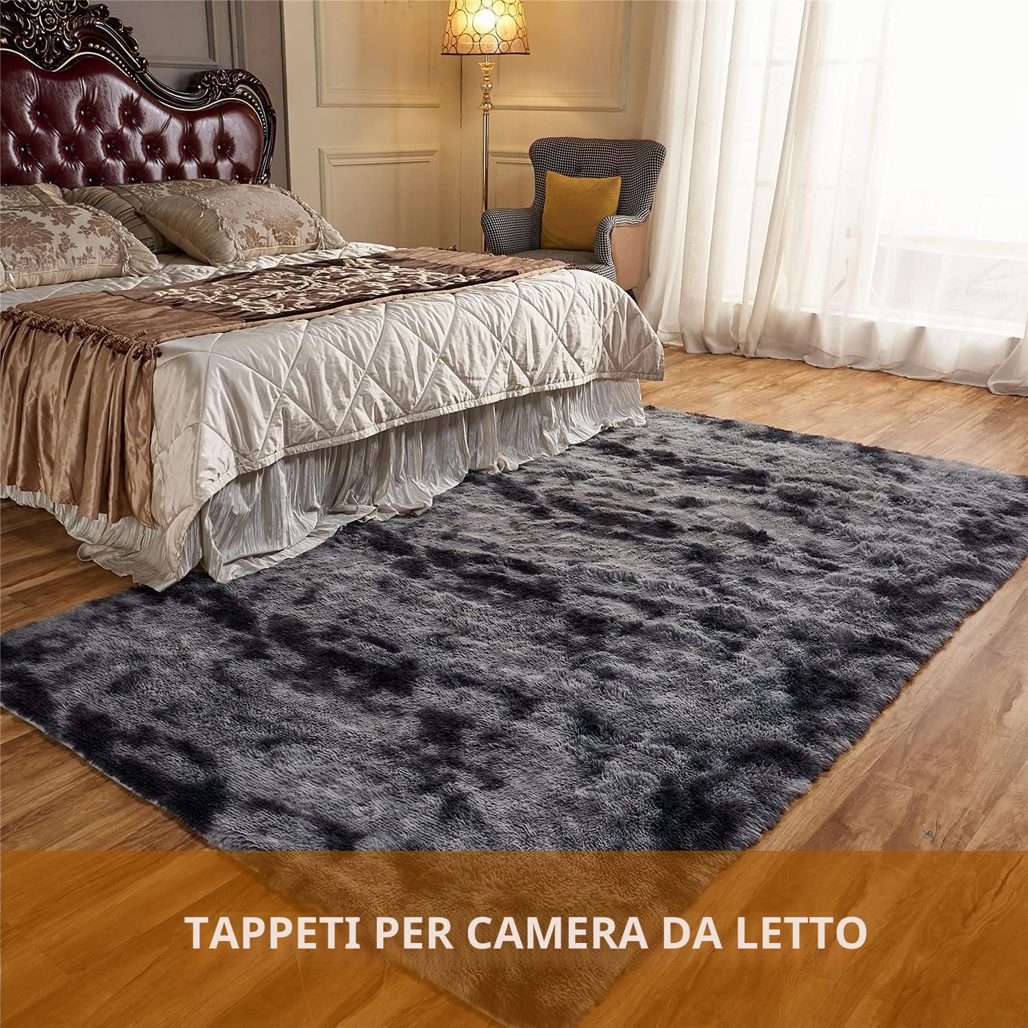 Tappeto per Camera Da Letto Soggiorno Bagno Soffici Tappeti In Pelliccia per Bambini Tappeti In Pelliccia Vivaio Confortevole Tappetino per La Casa Grigio Scuro