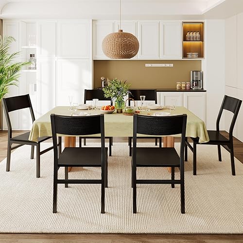 Feonase Juego de 6 sillas de comedor, sillas de cocina modernas con respaldo ergonómico, tablero MDF y patas de metal, sillas de comedor para
