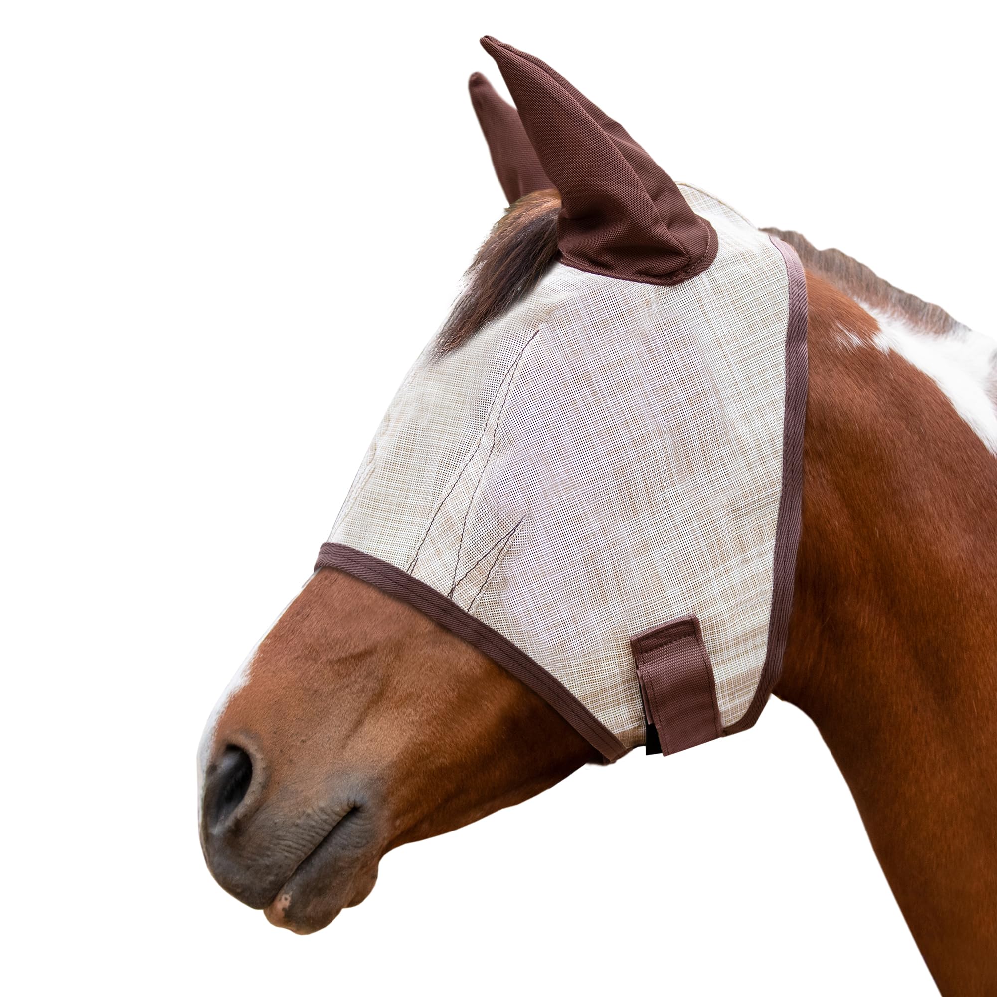 Kensington - Máscara antimoscas con ribete de forro polar para caballos, protege la cara y los ojos, ayuda a bloquear los rayos del sol mientras permite una visibilidad completa, transpirable y no