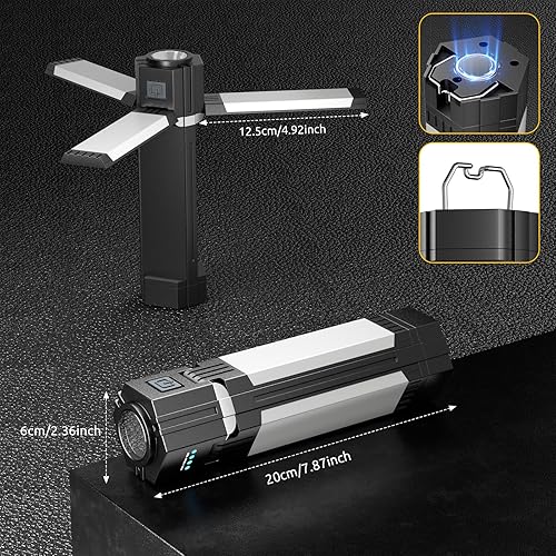 Miniatura 5 de Linterna de camping telescópica, linterna LED recargable con 5 modos de iluminación, linterna magnética plegable para emergencia, campamento,