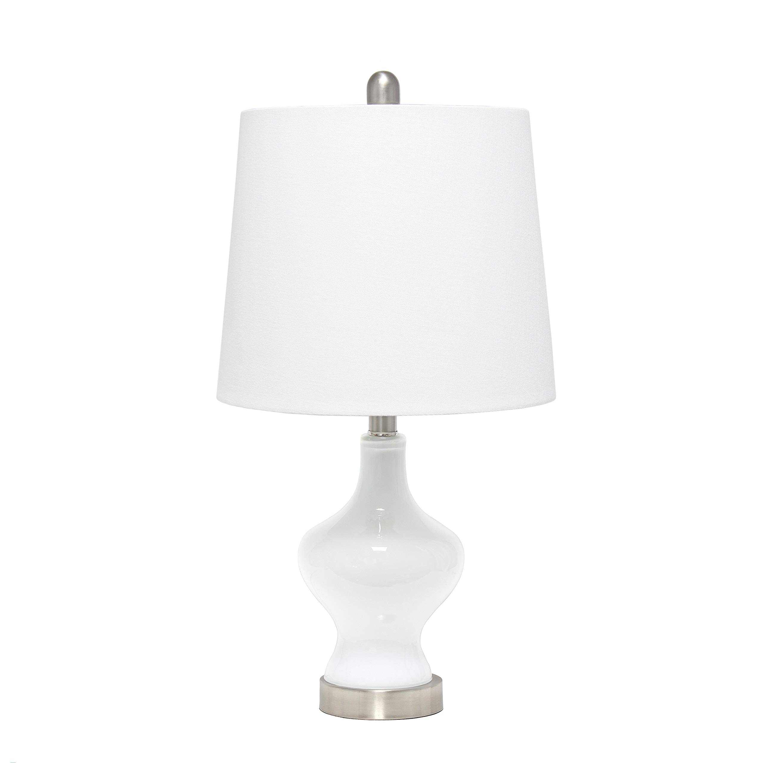 Elegant Designs LT3317-WHT Glass Gourd Shaped Table Lamp, White