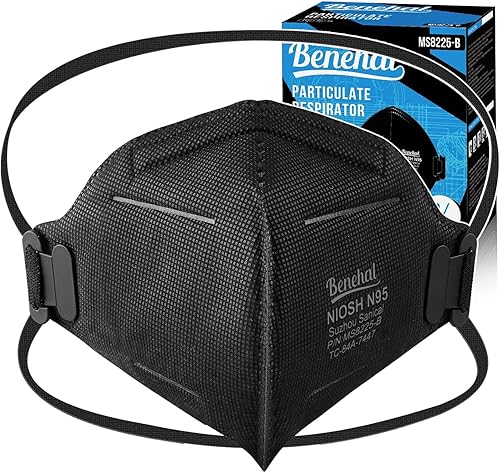 N95 Masks for Adults - NIOSH-Approved Individually Wrapped Reusable N95 Face Masks- 95% Filtration for Easy Breathing Negro 30p
