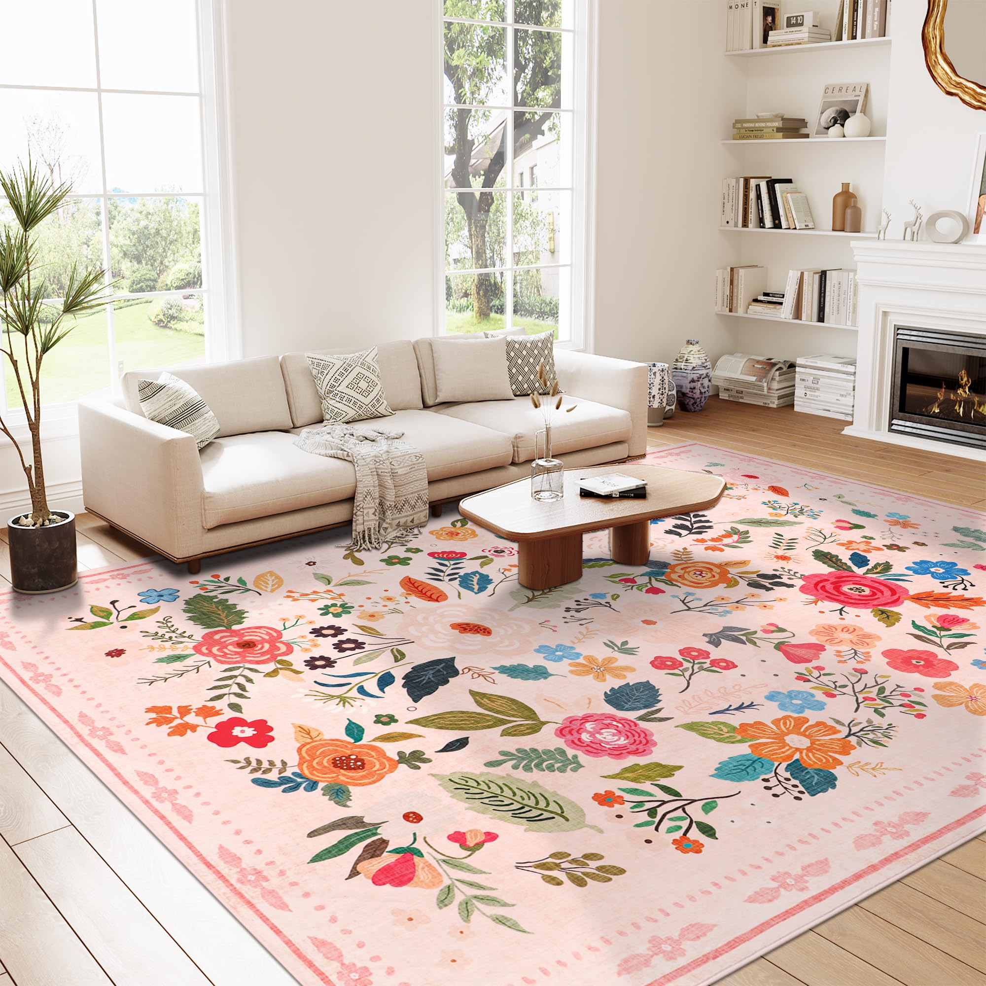 Homcomodar Alfombras Salón Lavable 160x230cm Rosa Modernas Alfombra Pelo Corto Suave Alfombras de Dormitorio Habitación Salón Dormitorio Comedor OEKO-TEX STANDARD 100