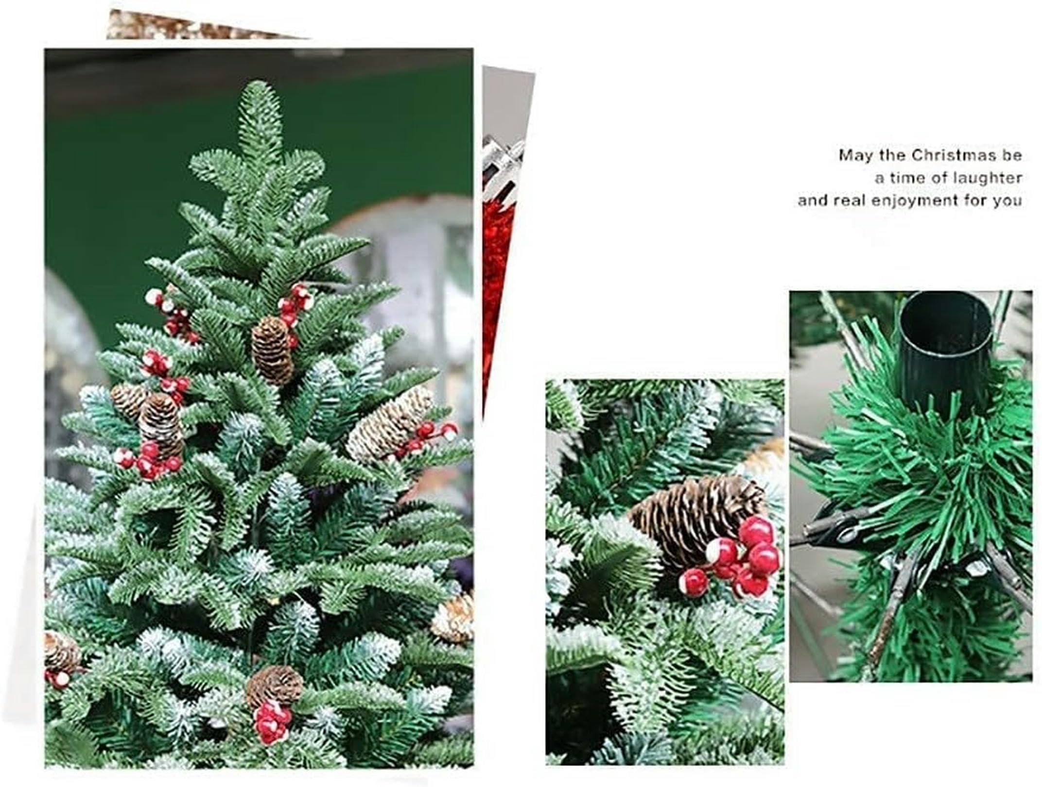 RajoNN Arbre de Noël Décorations de Noël Arbre de Noël enneigé Haut de Gamme PE PVC Fruits Rouges mélangés Arbre de Noël Automatique (150 cm (532 têtes ~ 32 Groupes)) (300 cm (3171 têtes ~ 72
