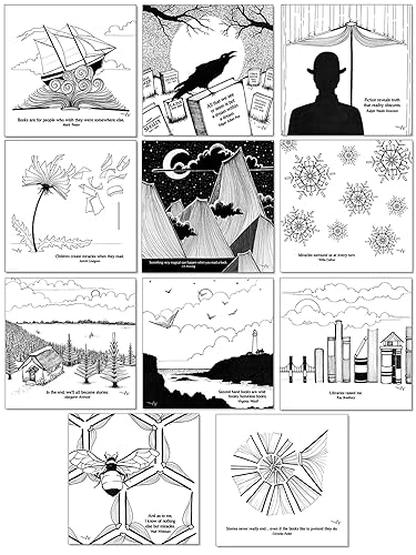 Literary Book Quote Poster Set Featuring Margaret Atwood, Edgar Allan Poe, J. K. Rowling, and More. Fine Art Paper, Laminated or Framed. Multiple