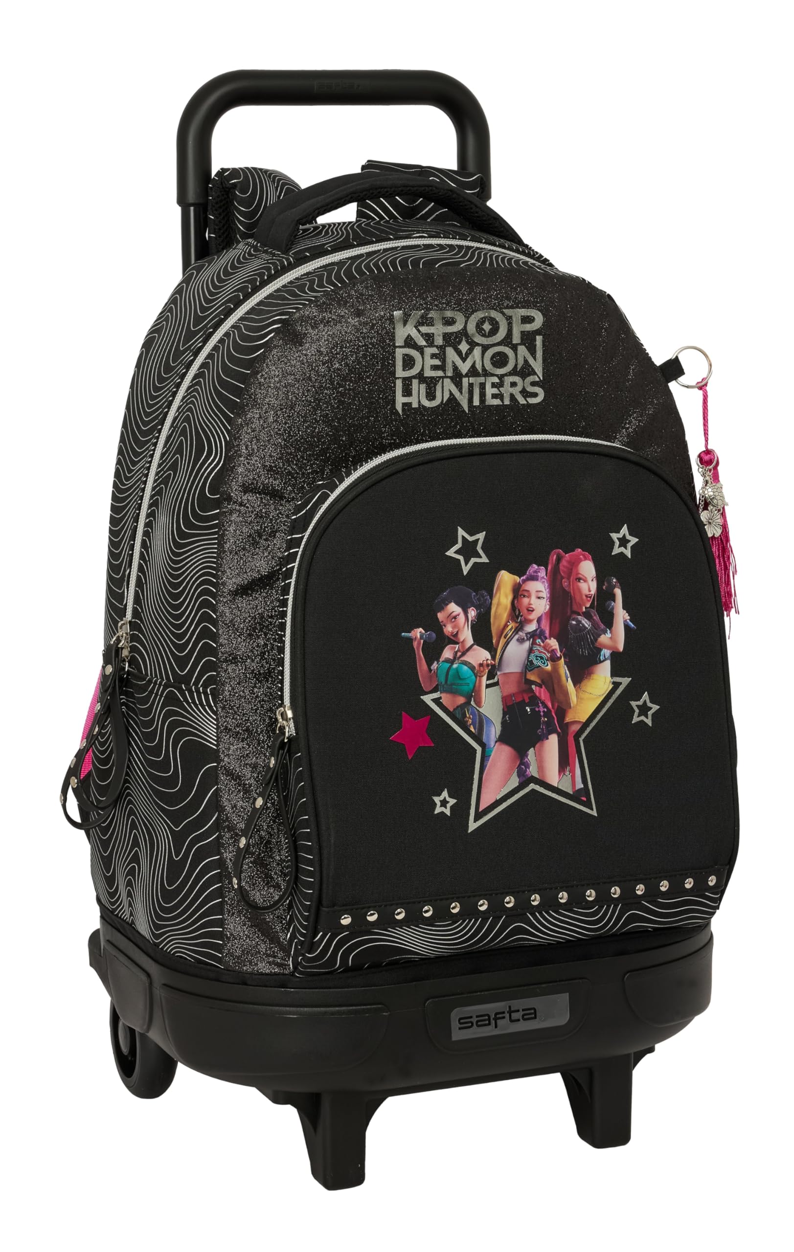 K-POP Demon Hunters - ENERGY - Zaino grande con ruote, compatto, rimovibile, ideale per bambini di diverse età, comodo e versatile, resistenza, 33 x 22 x 45 cm