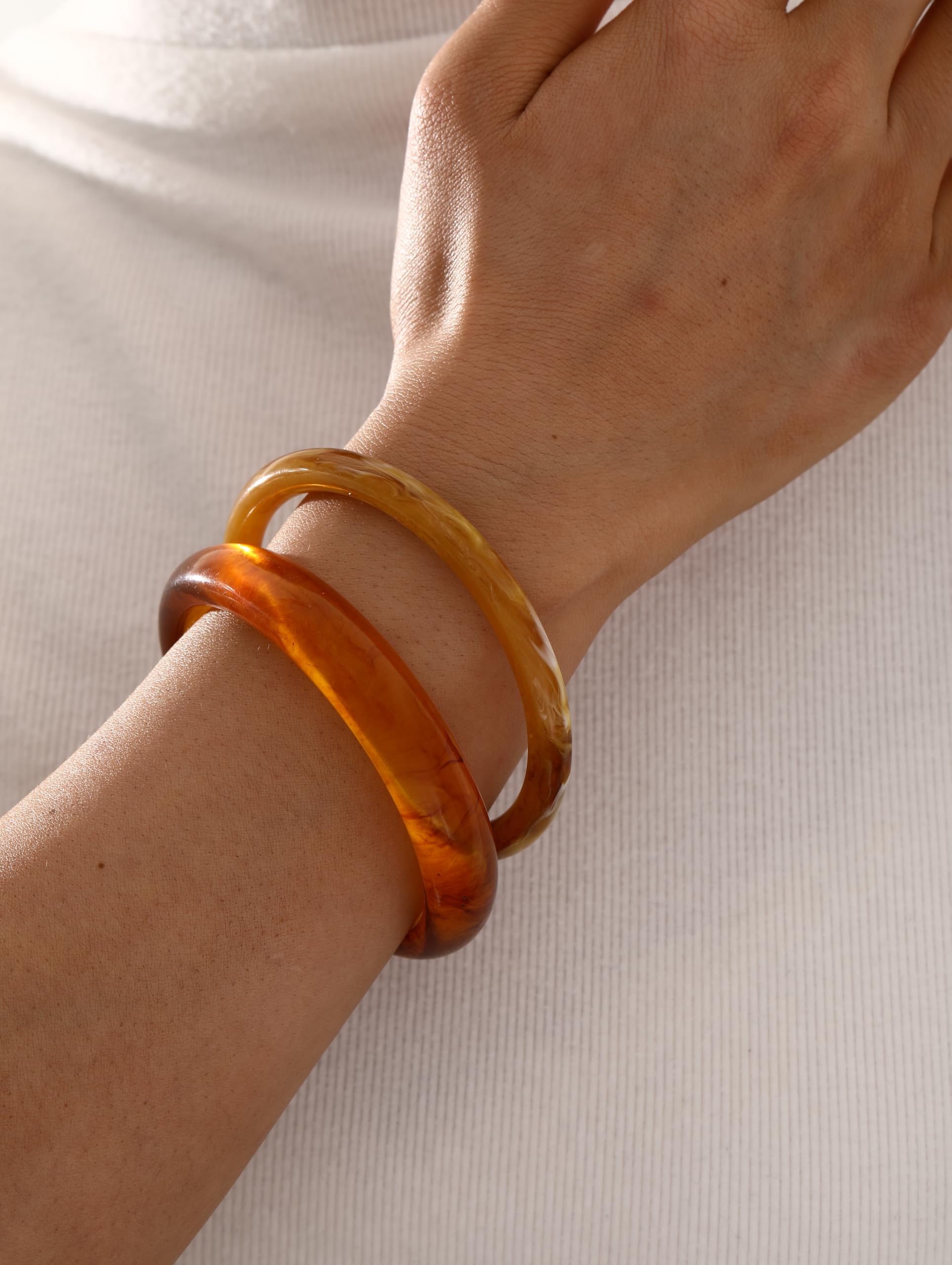 ÌF ME Acrylic Bangles Bracelets for Women, Irregular Acrylic Resin Chunky Bracelets Geometric Fashions Thick Statement bangle Set view 9