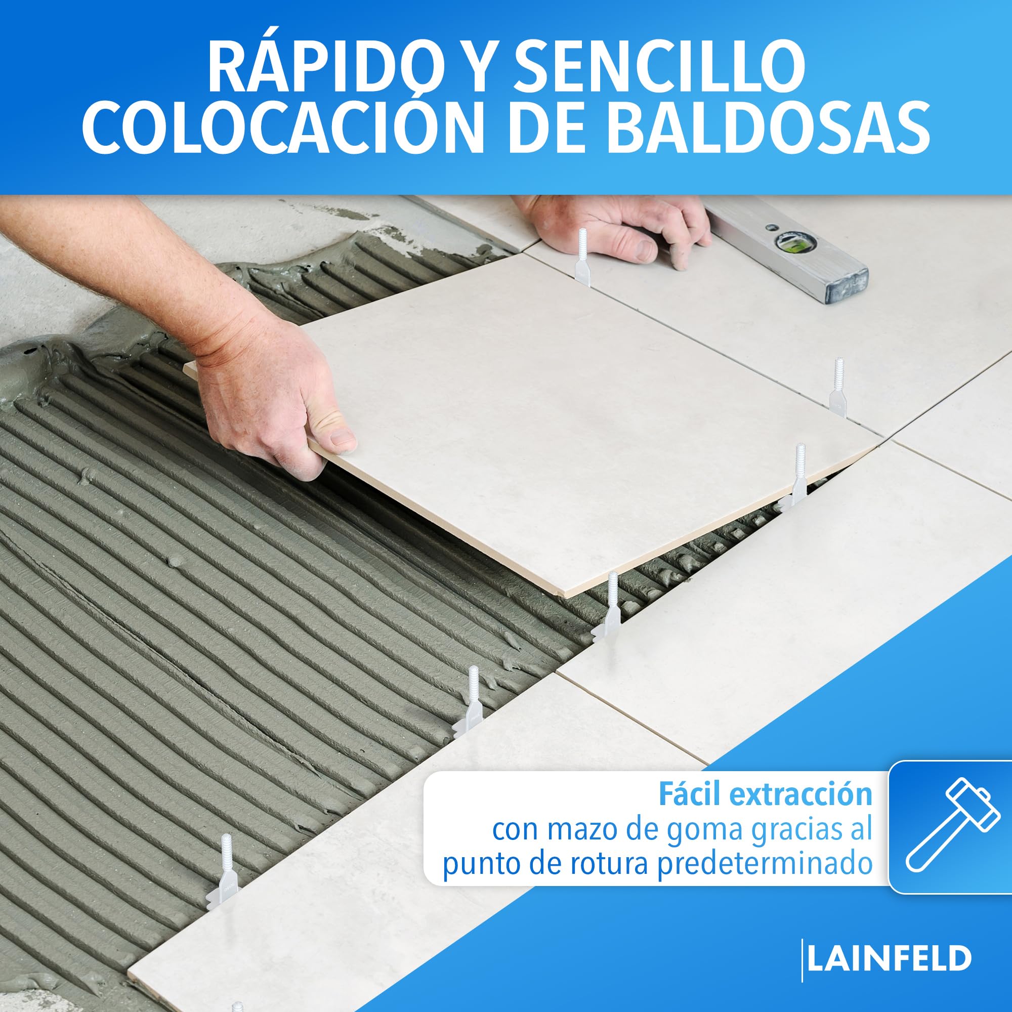LAINFELD Sistema de nivelación de azulejos, ancho de 2 mm, espaciadores para colocar azulejos, herramienta para colocación de baldosas, cruz de 2 mm